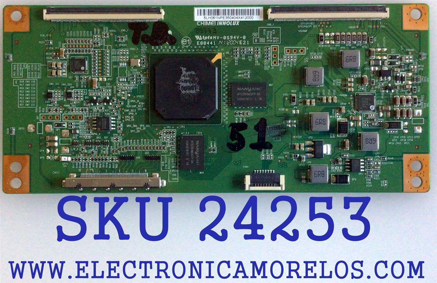 T-CON PARA TV VIZIO / NUMERO DE PARTE 5LH061NPE / E88441 / 5LH061NPE350404 / 5LH061NPE350404X412000 / PANEL TPT500DK-QS1 REV:SC1G / MODELO M50-C1 LTC6SRAR