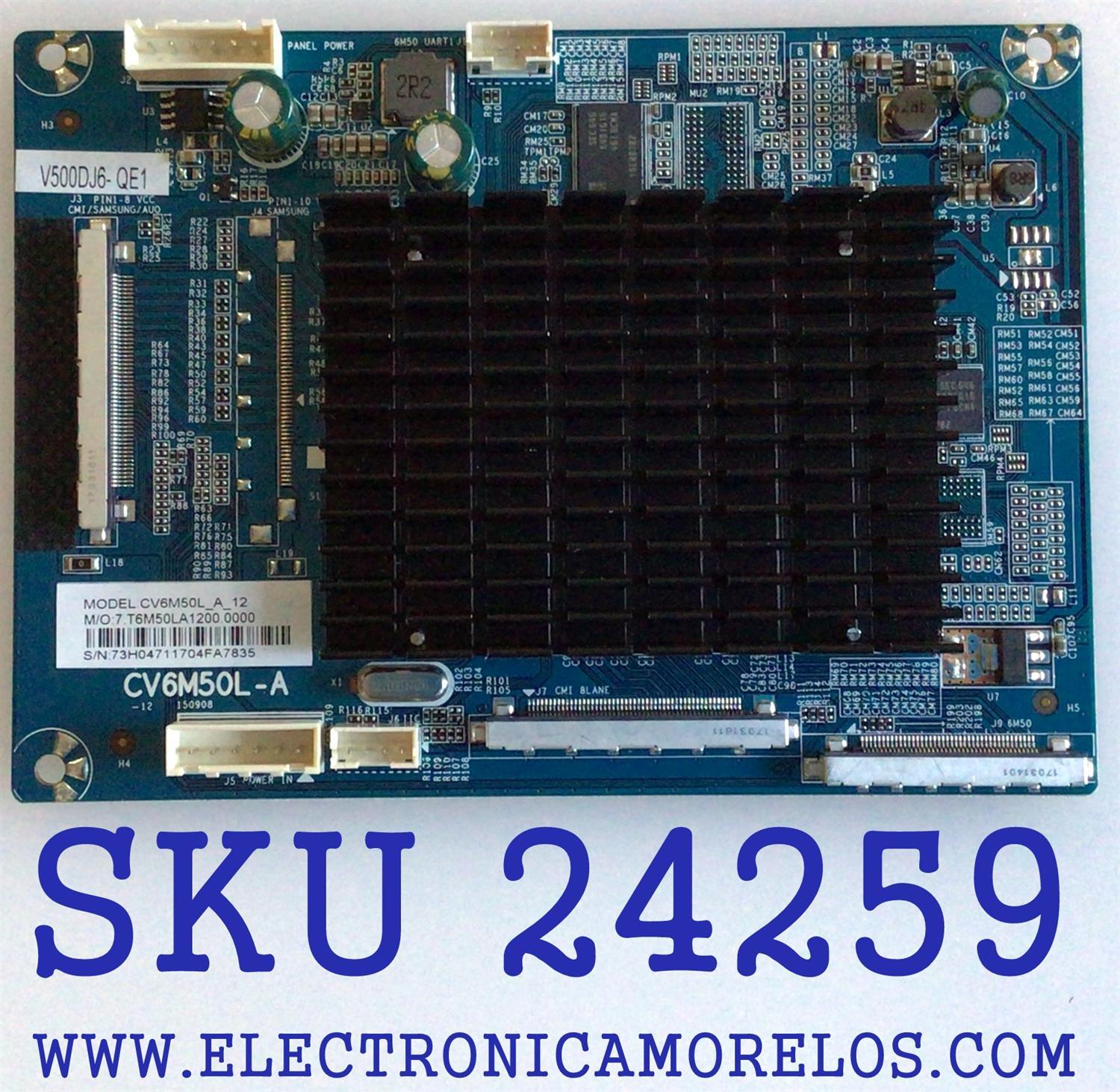 TARJETA INTERFACE V500DJ6-QE1 / CV6M50L-A / CQC121340847G0 / E198681 / CV6M50L_A_12 / 7.DT6M50LA1200_0000 / 73H0417 / MODELO E4SFT5017 K7C4M