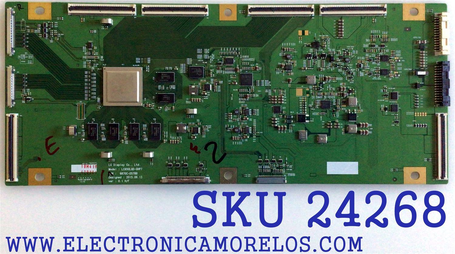 T-CON PARA TV LG OLED / NUMERO DE PARTE 6871L-4203C / 6870C-0578B / 4203C / LC650LQD-GHP7 / PANEL LC650AQD (GH)(P1) / MODELO 65EF9500-UA / 65EF9500-UA.AUSZLJR