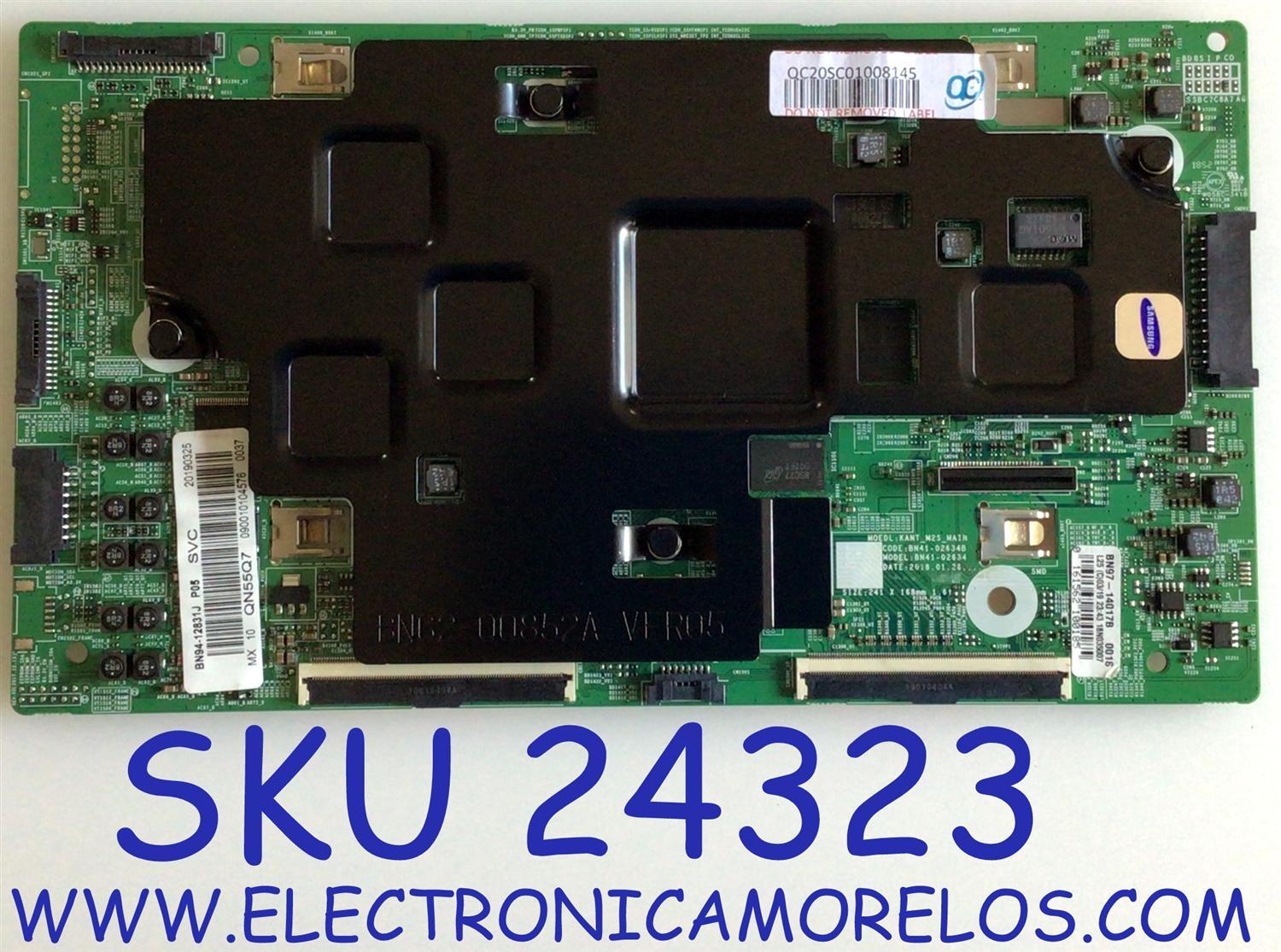 MAIN PARA SMART TV SAMSUNG QLED 4K / NUMERO DE PARTE BN94-12831J / BN41-02634B / BN97-14017B / BN41-02634 / PARTE SUSTITUTA BN94-12831A / PANEL CY-QN055FLAV3H / DISPLAY BN9646184A / T550QVR11.2 / MODELO QN55Q7FNAFXZA / QN55Q7FNAFXZA AA01