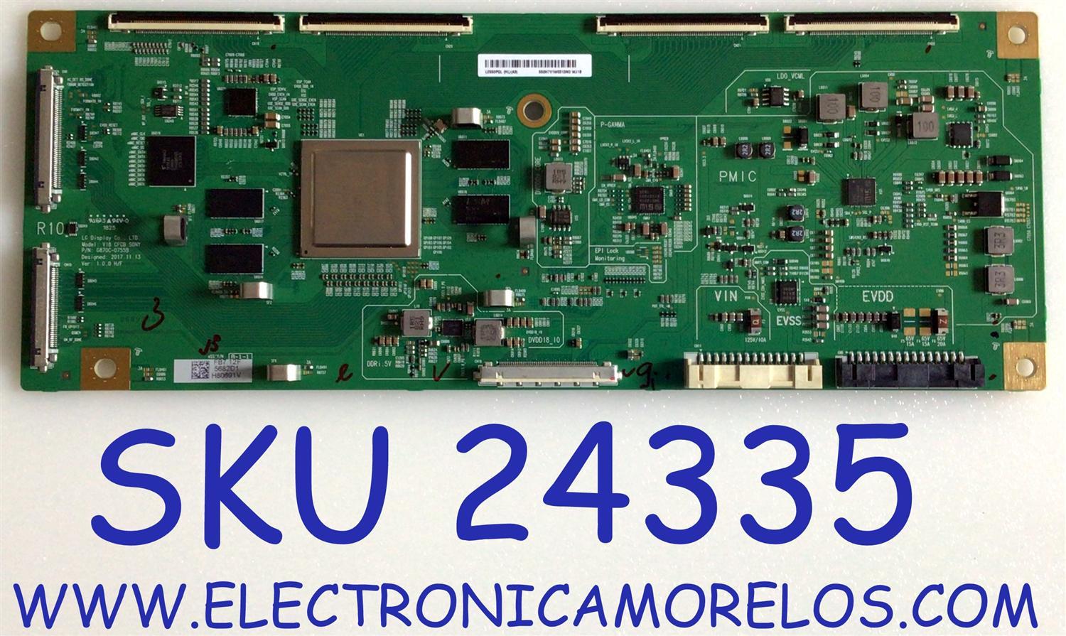 T-CON PARA TV SONY 4K SMART BRAVIA / NUMERO DE PARTE 6871L-5682D / 6870C-0755B / 5682D / LE550PQL (HL)(A3) / 550H7V1W0313NO / 550H7V1W0313N0 / PANEL LE550PQL (HL)(A3) / MODELO XBR-55A9F / XBR-55A9F