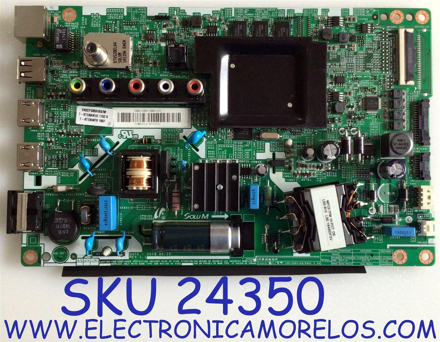 MAIN FUENTE ((COMBO)) PARA TV SAMSUNG / NUMERO DE PARTE 0980-0900-0480 / VN32FS059U / BN81-16925A / 098009000480 / VN32FS059U0XRK / T-KTSNAKUC / T-KTSNINTV / PANEL HV320FHB-N10 / MODELO UN32N5300 / UN32N5300AFXZA RZ02