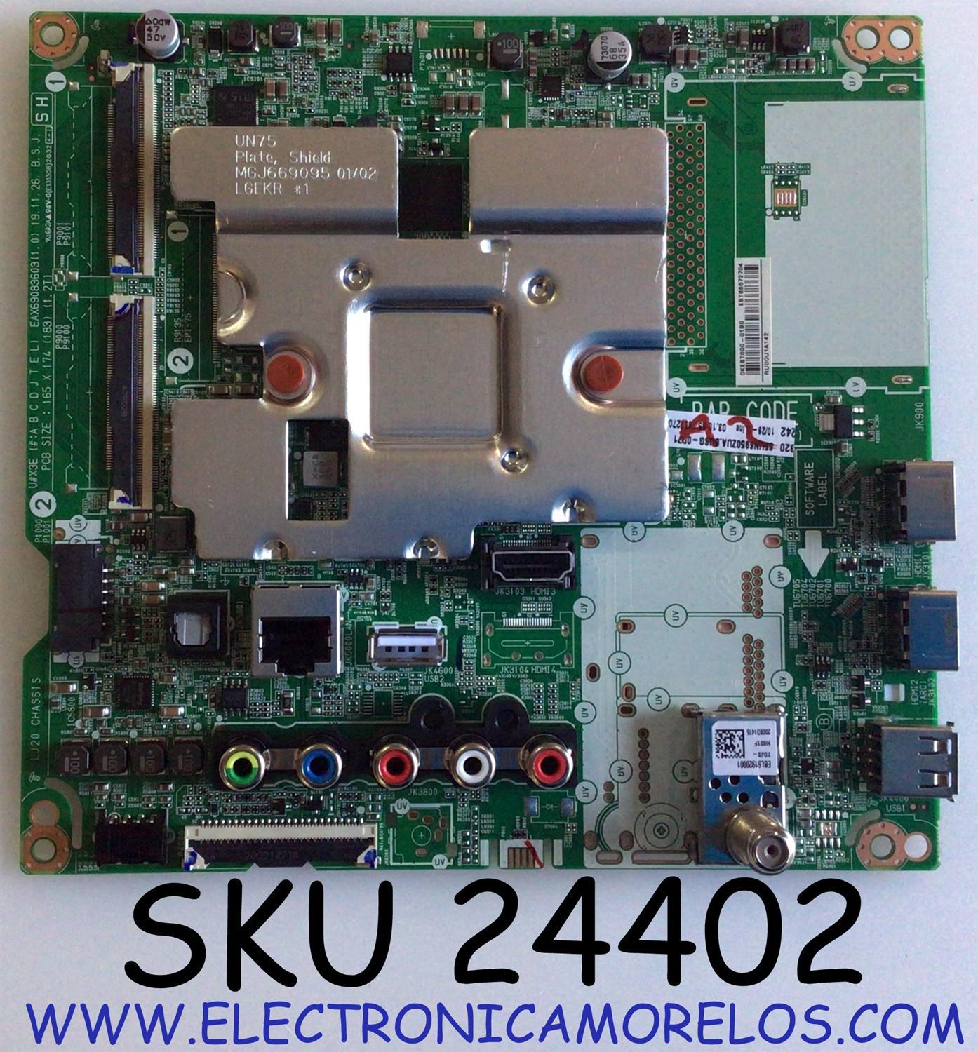 MAIN PARA TV LG 4K UHD SMART TV / NUMERO DE PARTE EBT66572704 / EAX69083603 / EAX69083603(1.0) / PANEL NC650DQG-ABGXD / MODELO 65UN6950ZUA / 65UN6950ZUA.BUSGLKR