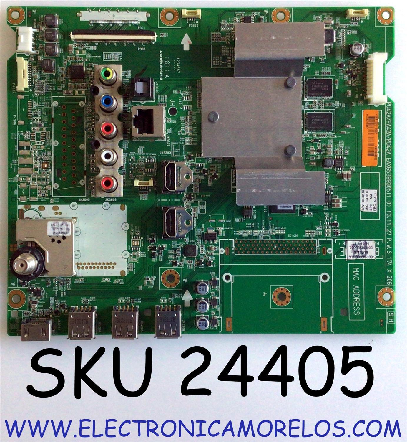 MAIN PARA TV LG / NUMERO DE PARTE EBT62986001 / EBR78586001 / EAX65399305(1.0) / EAX65399305 / PANEL PDP60R6 / MODELO 60PB6600-UA / 60PB6600-UA.BUSLLJR