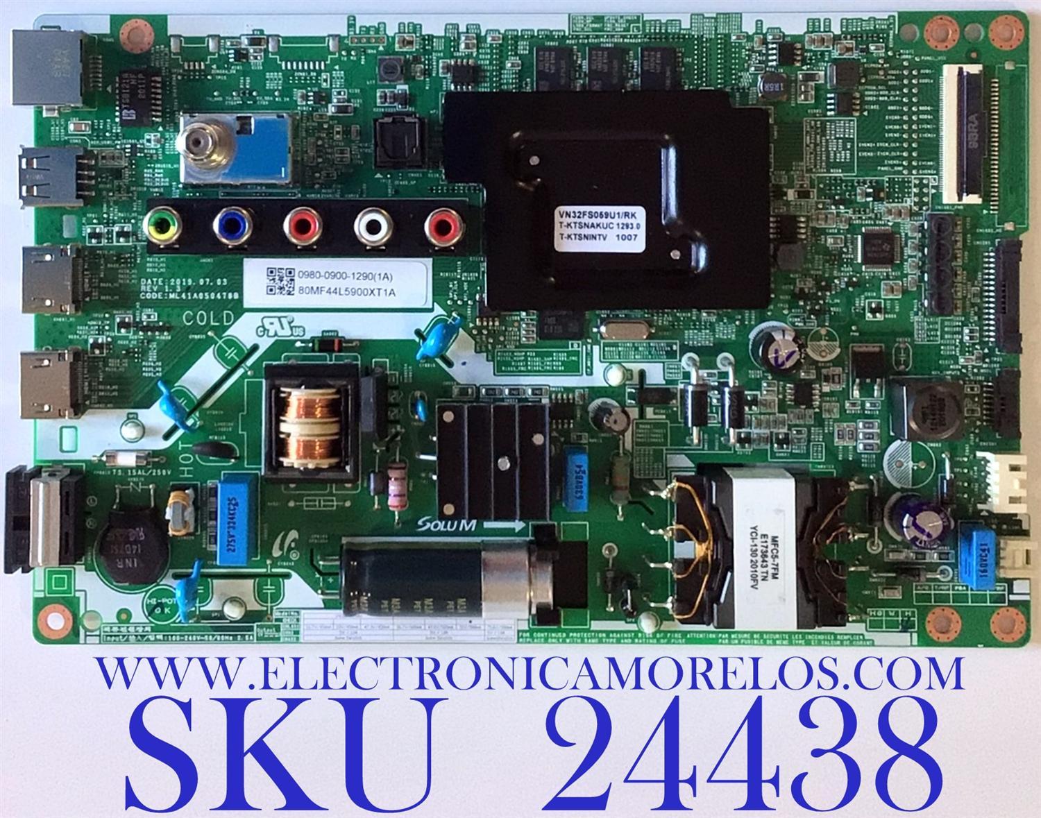 MAIN FUENTE ((COMBO)) PARA TV SAMSUNG HD SMART TV / NUMERO DE PARTE 0980-0900-1290 / ML41A050478B / VN32HS04BU / VN32FS059U / 098009001290 / PANEL T320HVN05.4 / HV320FHB-N10 / MODELO UN32N5300 / UN32N5300AFXZA VD04 - Imagen 1