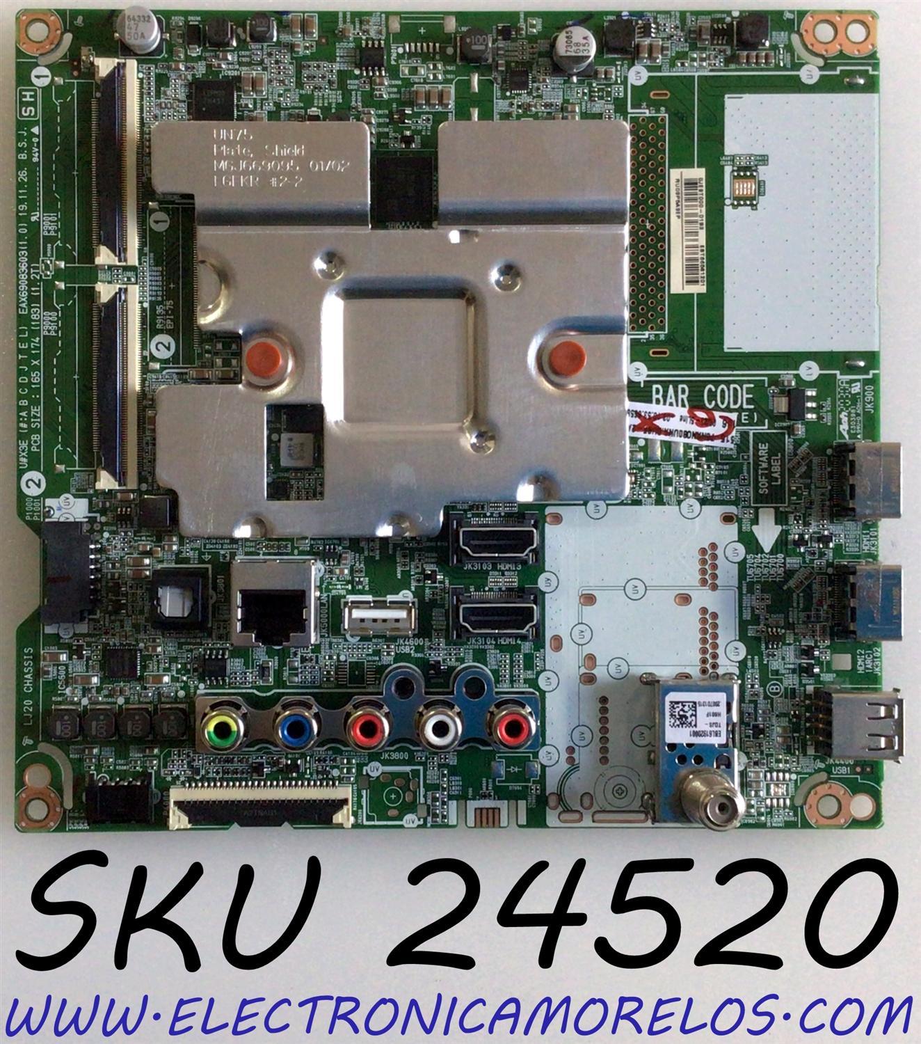 MAIN PARA TV LG NANOCELL 4K UHD SMART TV / NUMERO DE PARTE EBT66581201 / EAX69083603 / EAX69083603(1.0) / PANEL NC750DQG-ABGRC / DISPLAY HV750QUB-N9D / MODELO 75NANO80UNA / 75NANO80UNA.BUSFLKR / 75NAN080UNA
