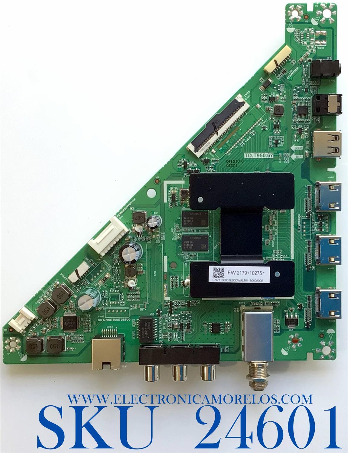MAIN PARA TV TOSHIBA / NUMERO DE PARTE CN2T100001E / TD.T950.67 / N20041510-0A05849 / CN2T100001E00DWALMK18060800B / PANEL K320WDCRA-UA200A4 / MODELO TF-32A710U21