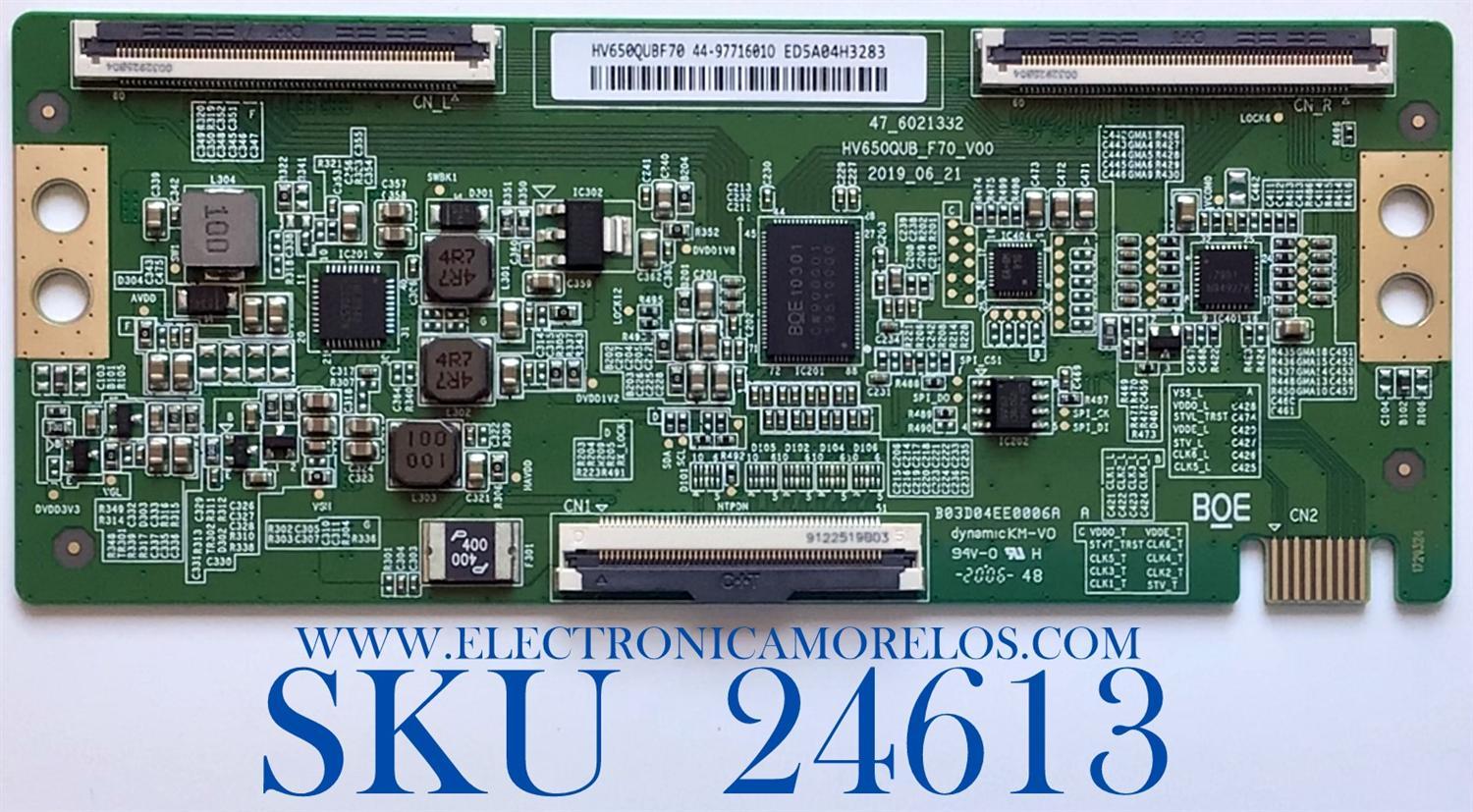 T-CON PARA TV VIZIO / NUMERO DE PARTE 44-9771601O / HV650QUB_F70_V00 / 47-6021332 / 44-97716010 / HV650QUBF70 / PANEL TPT550U1-QVN05 / UCF81XA-G032 / HV650QUB-F70 / MODELOS M656-G4 / V655-H4 / M55Q7-H1 / 65PFL5604 / 65PUL6553 / NS-65DF710NA21 / 65S446