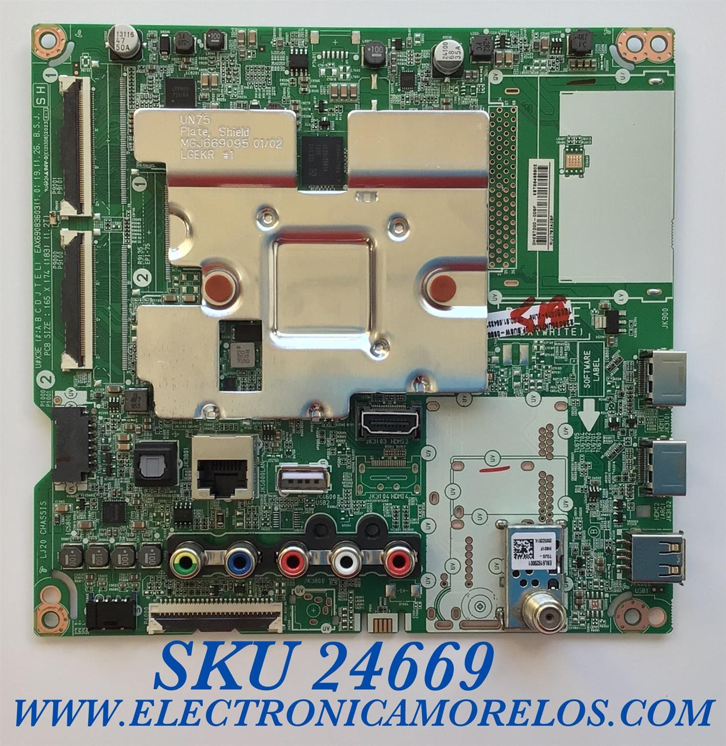MAIN PARA SMART TV LHG 4K UHD HDR RESOLUCION (3840 x 2160) / NUMERO DE PARTE EBT66433302 / EAX69083603(1.0) / OHEBT000-008F / RU07B2A08F / PANEL NC650DQG-AAHX1 / MODELO 65UN7300PUF.BUSWLKR / 65UN7300PUF - Imagen 1