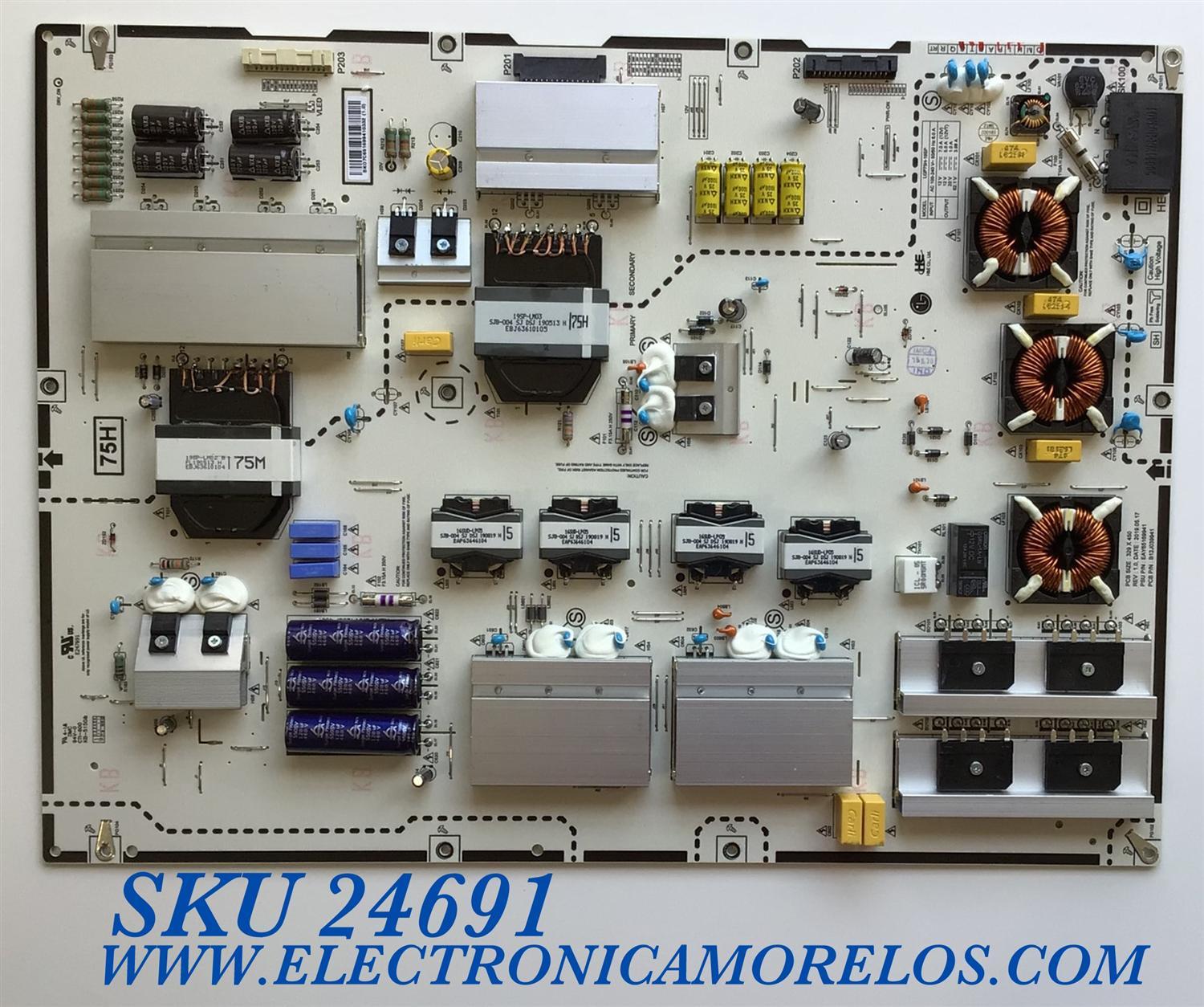 FUENTE DE PODER PARA TV LG / NUMERO DE PARTE EAY65169941 / B12J039941 / LGP75H-19SP / PANEL NC750DZD-AAHH1 / MODELOS 75SM9970PUA / 75SM9970PUA.AUSYUH / 75SM9970PUA.AUSYLH