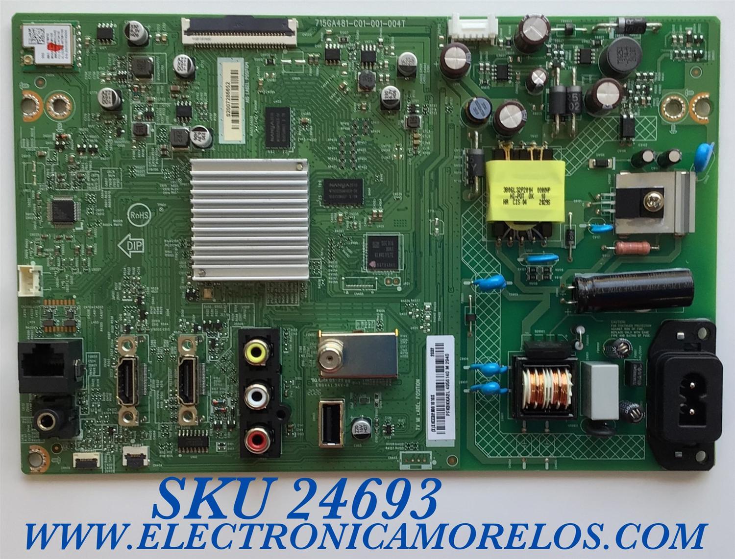MAIN FUENTE PARA SMART TV VIZIO  UHD RESOLUCION (1920 X 1080) / NUMERO DE PARTE XKCC023001010X / 715GA481-C01-001-004T / PFK8KKA2L  4956140 / PANEL TPT238B5-CT012.H  REV:S1A / MODELOS D24F-G1 / D24F-G1 LTM5QLKW