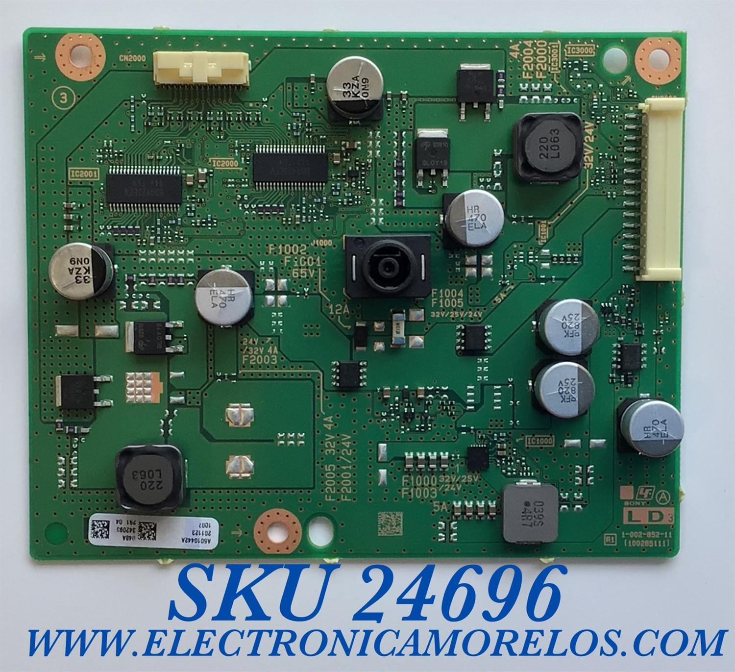 TARJETA LD4 PARA TV SONY / NUMERO DE PARTE A5010442A / 1-002-852-11 / 10028511 / A-5010-442-A / PANEL YS9F043HNO01 / MODELO XBR-43X800H / XBR43X800H