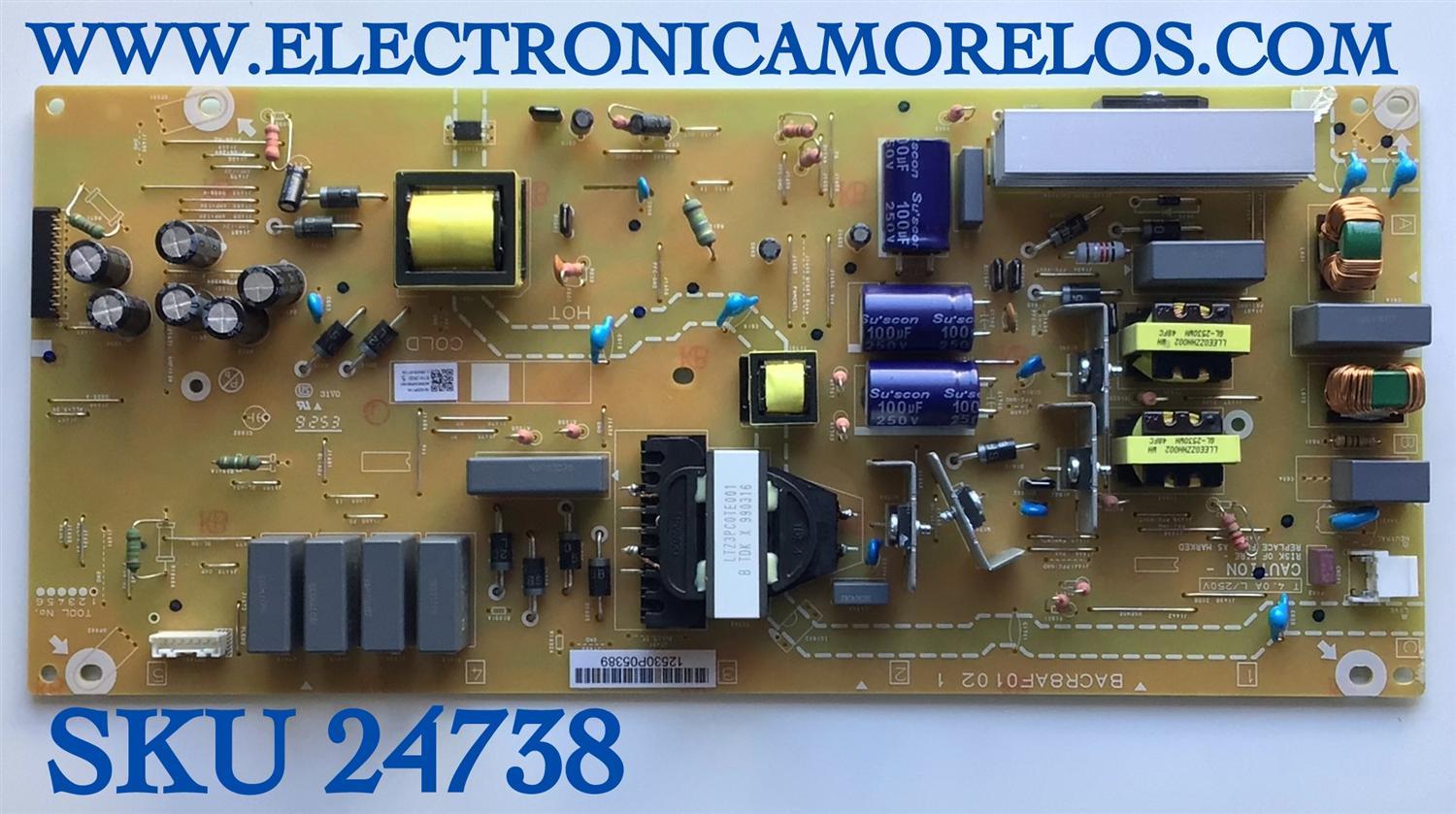 FUENTE DE PODER PARA TV SANYO NUMERO DE PARTE ACR8CMPW / BACR8AF0102 1 / E7312530 / 191023P11A / ACR8CMPW-001 / PANEL HV650QUB-F90 / MODELO FW65R70F