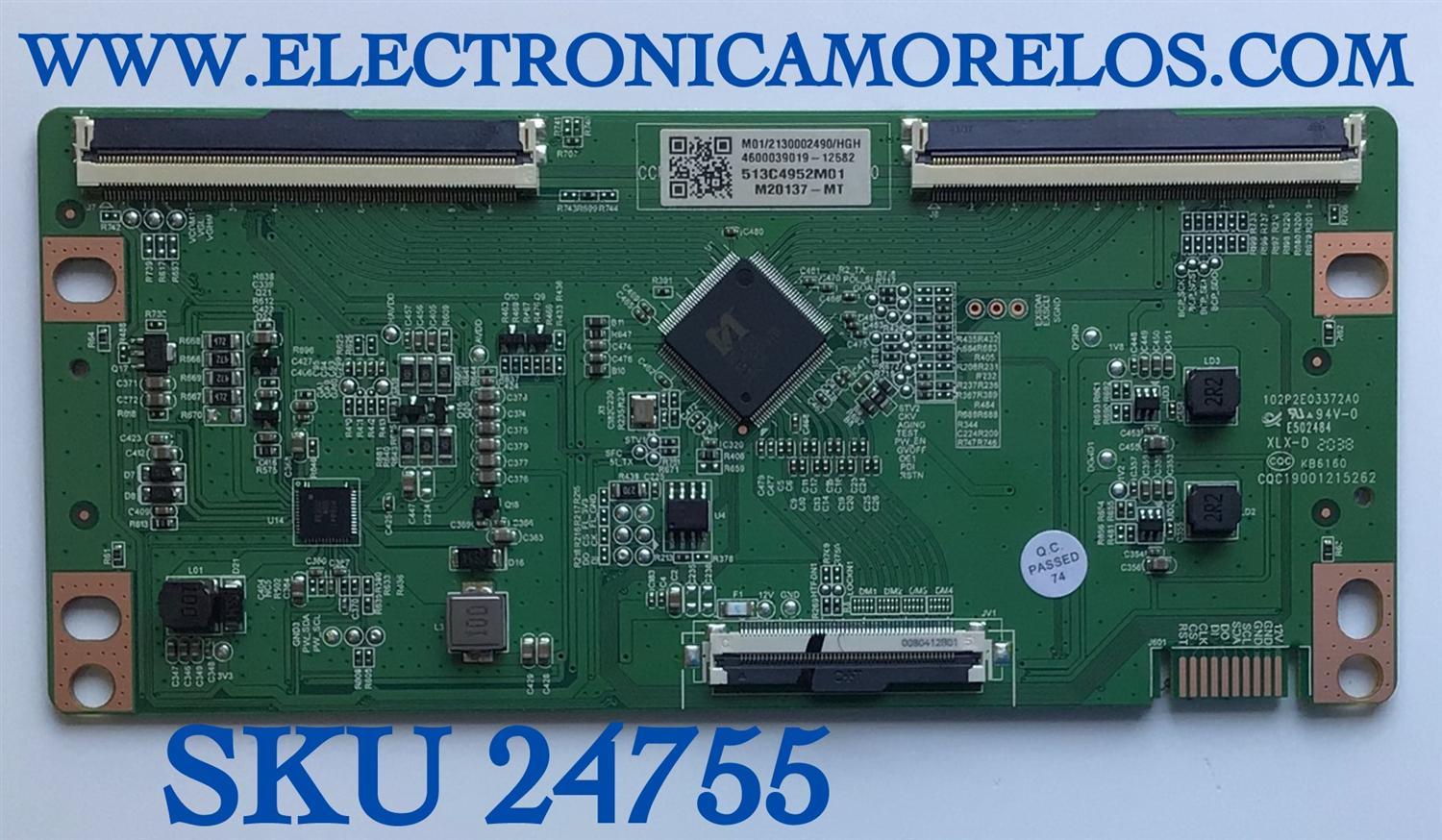 T-CON PARA TV ONN·ROKU TV 4K SMART TV (50) / NUMERO DE PARTE CQC19001215262 / CCPD_96PIN_C0F_UHD_MU / 513C4952M01 / CQC19001215262 / CCPD_96PIN_COF_UHD_MU / 102P2E3372A0 / 2E03333A0 / PANEL CC500PV3D / 100012585 / (CHECAR EL PANEL Y MODELO CON SU TV)