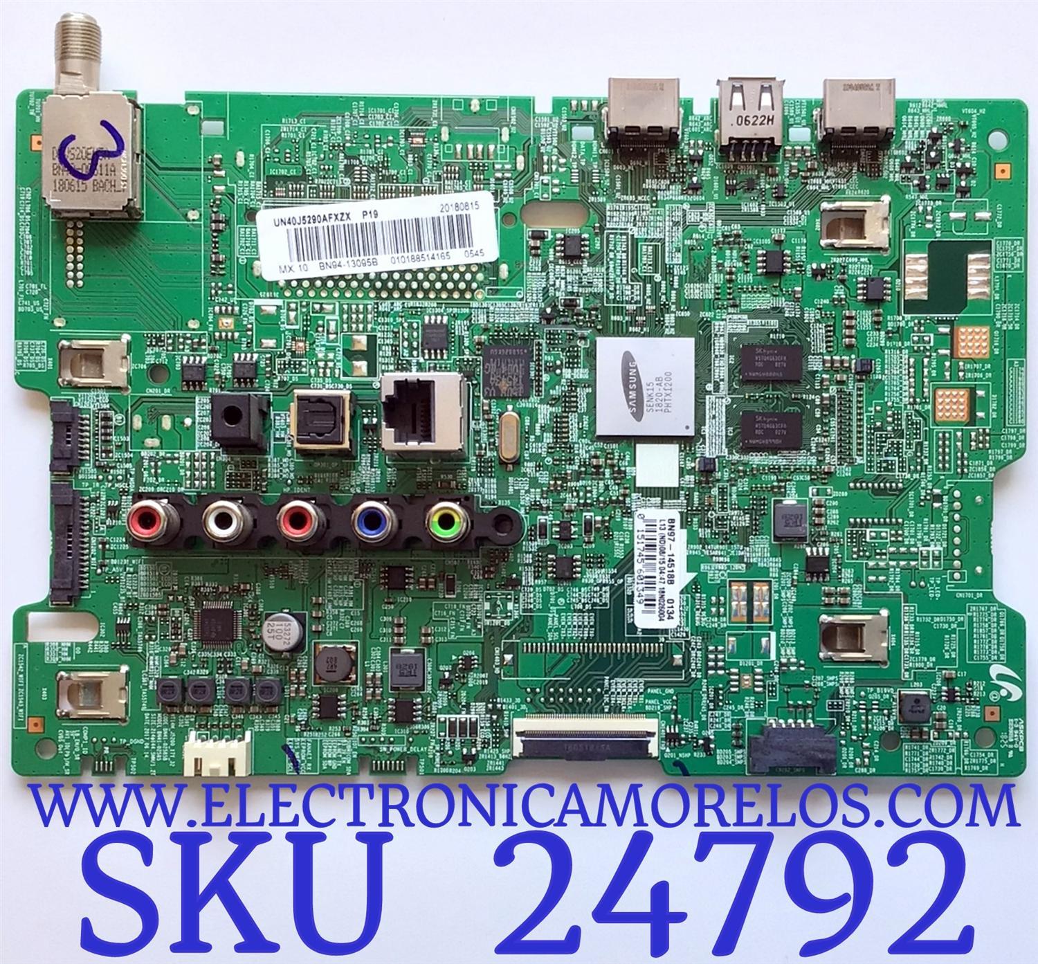  MAIN ORIGINAL PARA TV SAMSUNG / NUMERO DE PARTE BN94-13095B / BN97-14518B / BN41-02585B / BN41-02585 / BN9413095B / PANEL CY-JN040BGNV1H / DISPLAY V400HJ6-PE1 REV.CA / MODELO UN40J5290AFXZX DA01