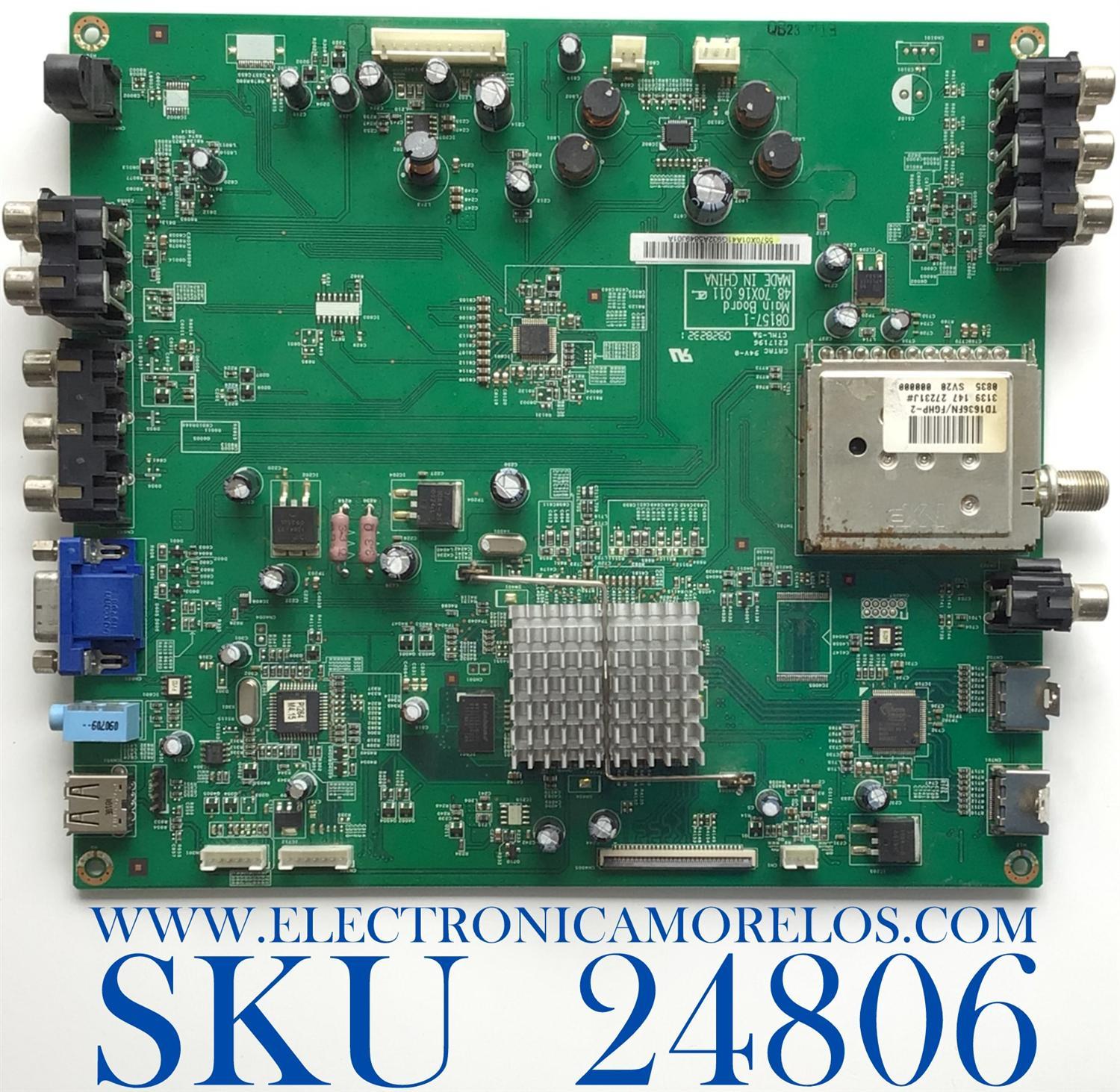  MAIN PARA TV WESTINGHOUSE NUMERO DE PARTE 5570X01A41 / 48.70X16.011 / 08157-1 / E217196 / 55.70X01.A41 / PANEL V260B1-L11 / SK-26H735S