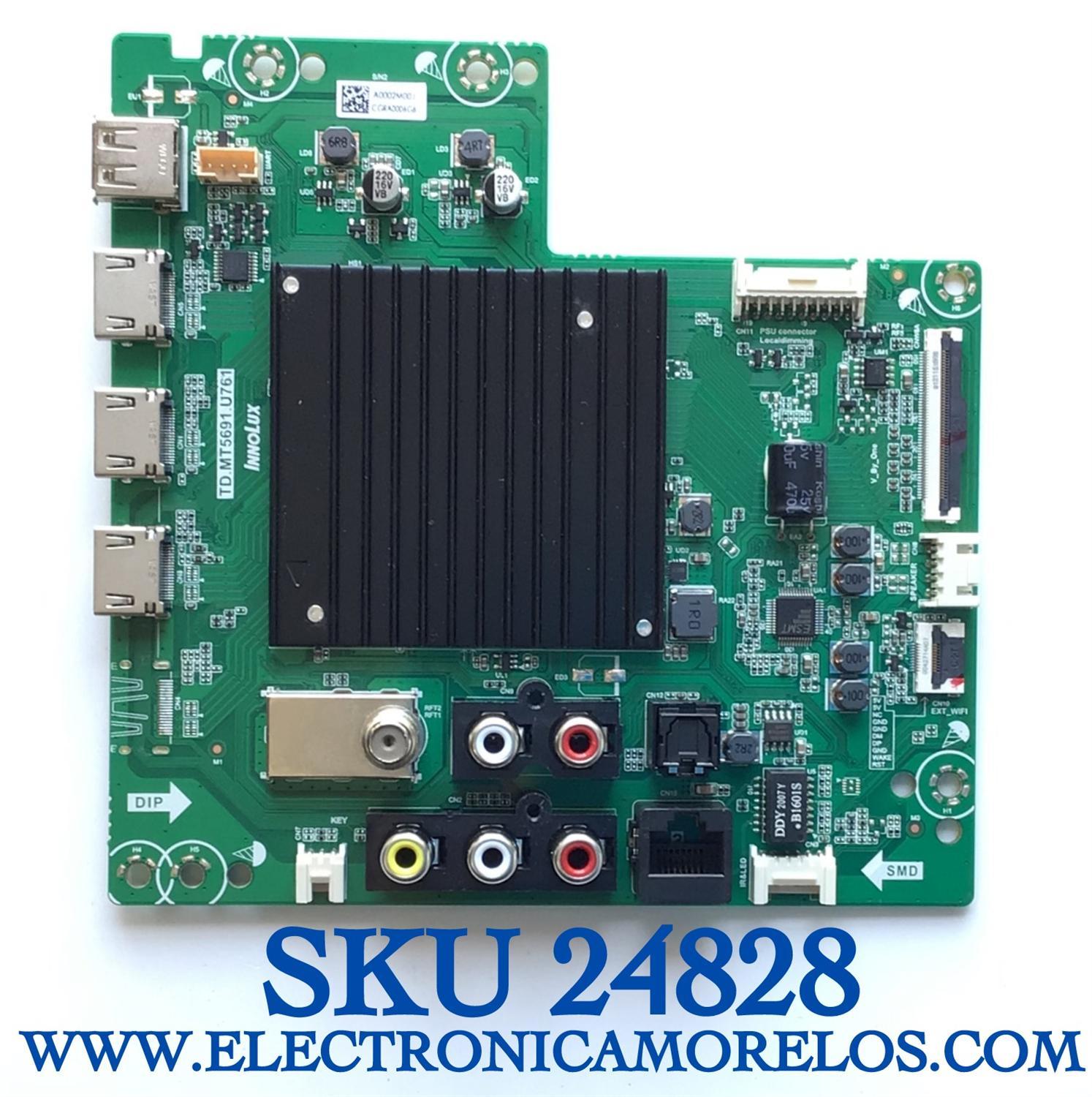 MAIN PARA TV VIZIO 4K HDR SMART TV  / NUMERO DE PARTE TD.MT5691.U761 / V500DJ6-D03 / A20041987 / A0002M00J / PANEL V500DJ6-D03 REV.CB / MODELO V505-H19 / V505-H19 LIAIZB / ((NOTA IMPORTANTE:CHECAR QUE EL PANEL Y MODELO CORRESPONDA CON SU TELEVISION))