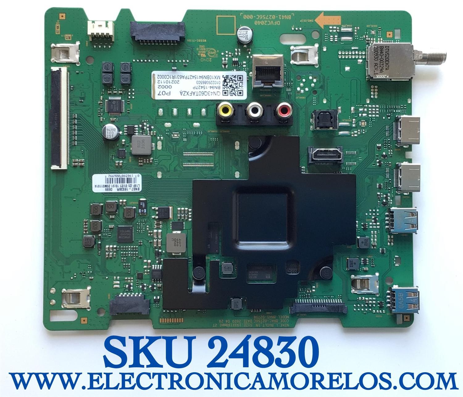 MAIN PARA TV SAMSUNG QLED 4K·UHD·HDR SMART TV / NUMERO DE PARTE BN94-15427P / BN41-02756C / BN97-16938R / BN94-15427P / PANEL CY-RT043HGAV2H / MODELO QN43Q60 / QN43Q60TAFXZA AB01