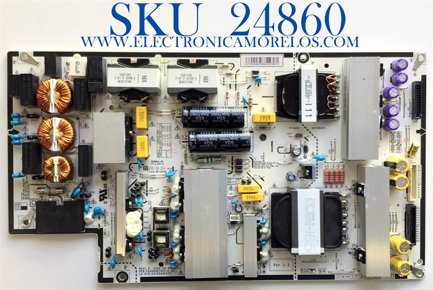 FUENTE DE PODER PARA TV LG OLED / NUMERO DE PARTE EAY65689423 / EAX69061002 / 65689423 / LGP65CX-20OP / PANEL'S LE650AQD (EP)(A2) / AC650AQL CPA1_RS / MODELOS OLED65B2AUA.DUSQLJR/ OLED65C1PUB / OLED65C1AUB / OLED65C1PUB.DUSQLJR / OLED65C1PUB.BUSYLJR / OLED65C1AUB.DUSQLJR