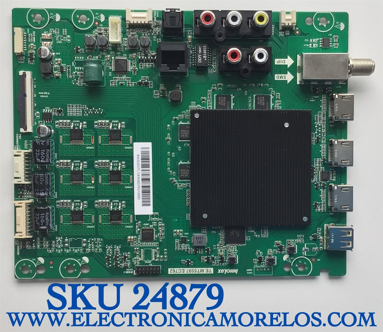MAIN PARA TV VIZIO 4K HDR SMART TV / NUMERO DE PARTE TE.MT5597.EC762 / LP4E9290B0 / E254215 / E254215 L / PANEL V650DJ4-D03 REV.C1 / MODELO V655-G9 / V655-G9 LINIYB / ((NOTA IMPORTANTE:REVISAR QUE EL PANEL Y MODELO CORRESPONDA CON SU TELEVISION))