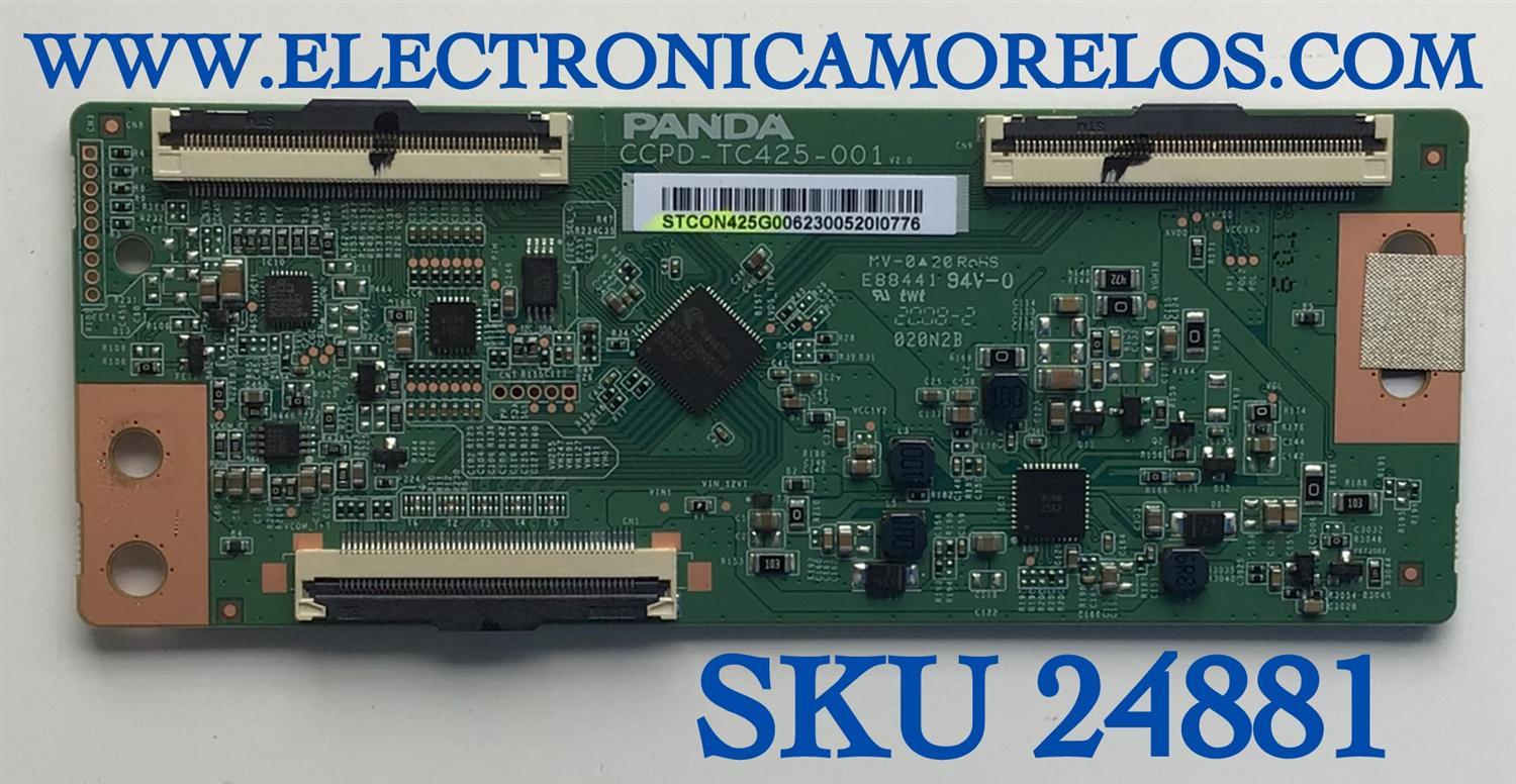T-CON PARA TV WESTINGHOUSE·ROKU TV HD SMART TV / NUMERO DE PARTE STCON425G-006 / CCPD-TC425-001 / E88441 / STCON425G006 / PANEL CC430LV1D / MODELO WR43FX2019 / ((NOTA IMPORTANTE:CHECAR QUE EL PANEL Y MODELO CORRESPONDA CON SU TELEVISION))