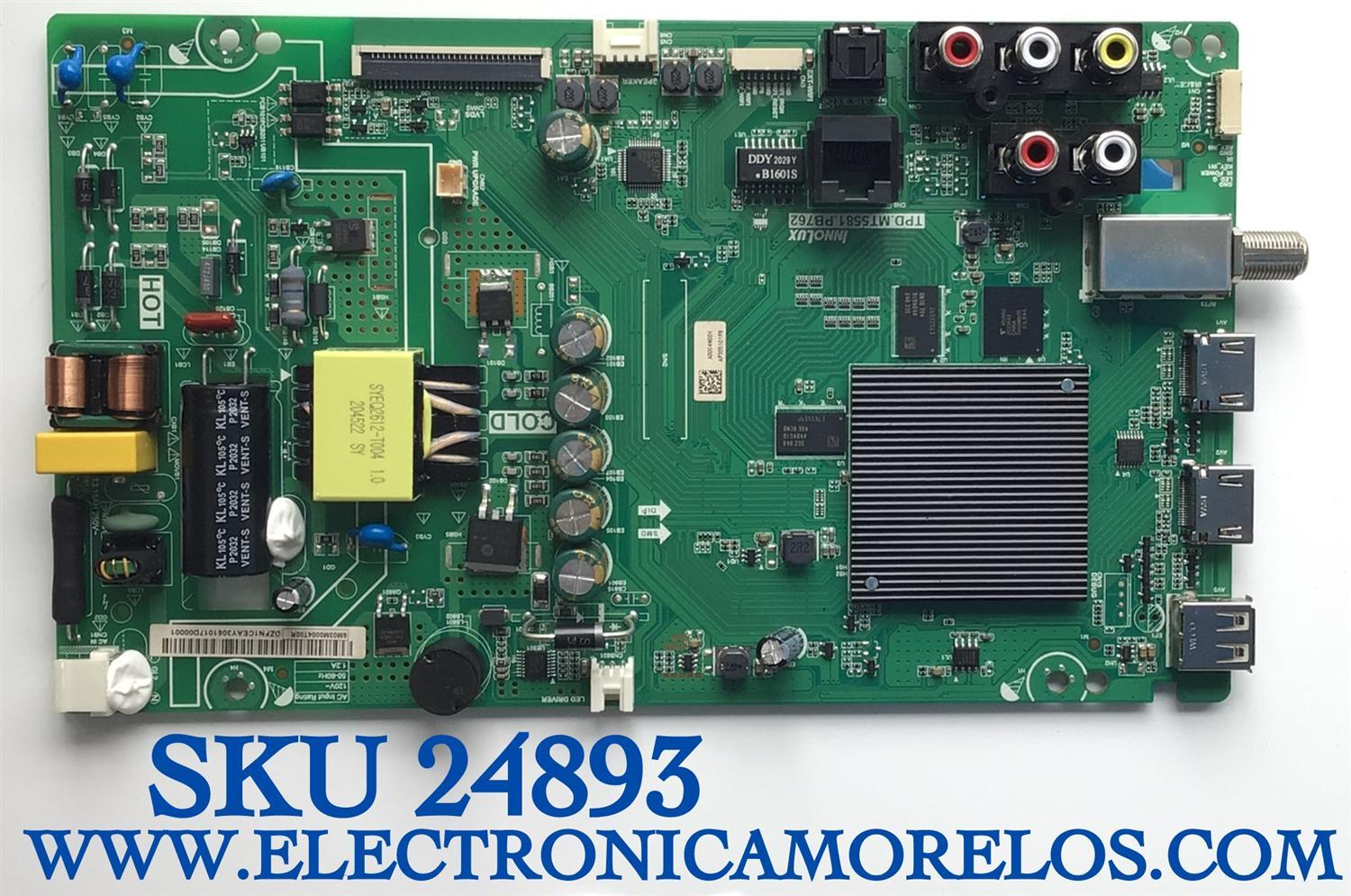 MAIN FUENTE PARA TV VIZIO / NUMERO DE PARTE 6M03M0004T00R / TPD.MT5581.PB762 / A0004N00V / AP305101P8 / 0C8B7D4650D4  / PANEL  V320BJ8-D03 REV.C1 / MODELO D32H-G9 LINIXZUW