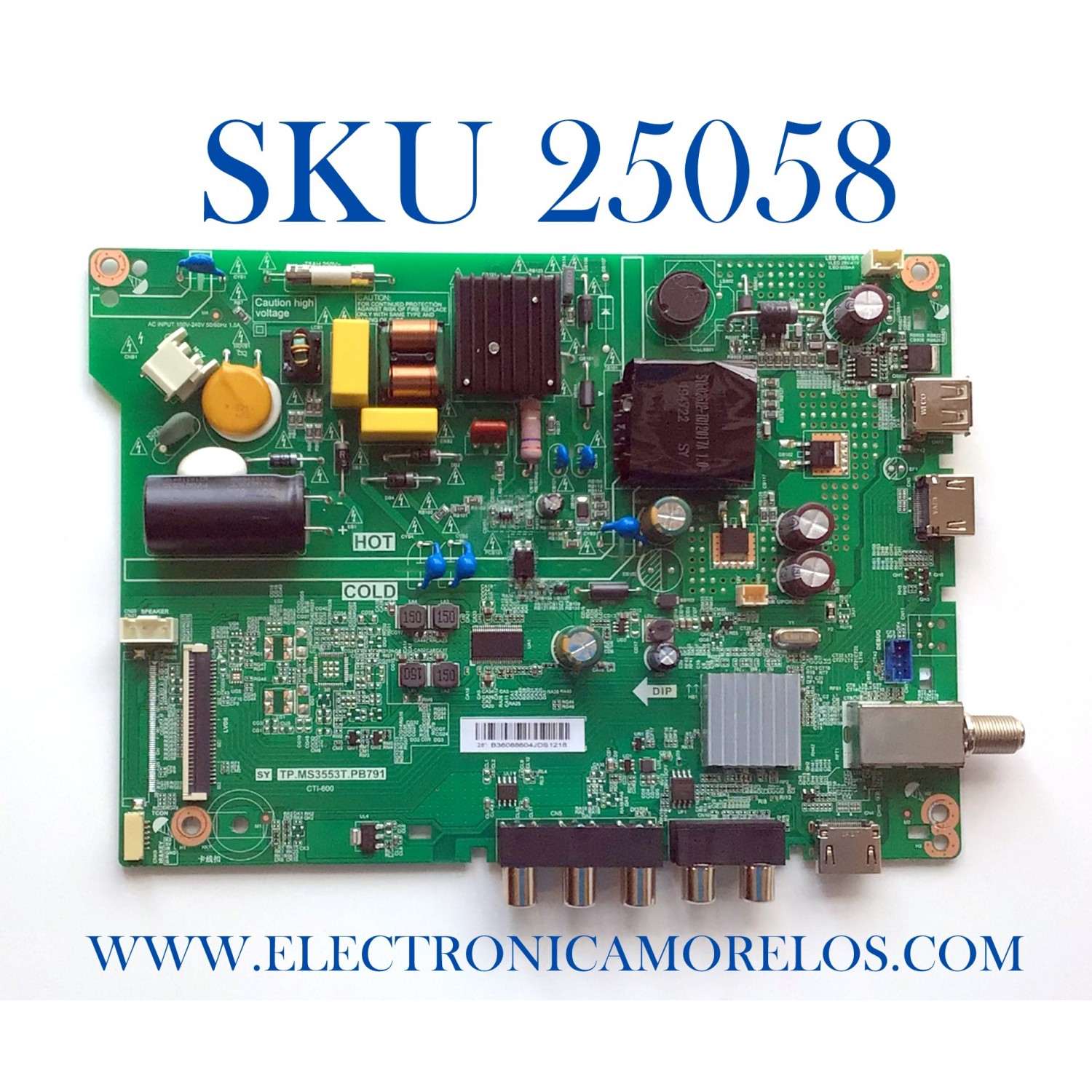 MAIN / FUENTE (COMBO) PARA TV LG / NUMERO DE PARTE 60103-00393 / TP.MS3553T.PB791 / 4300044918 / HV280WX2-270 (A) / B36088604 / PANEL BOEI280WX1 / MODELO 28LM400B-PU.AUSBLPM / 28LM400B-PU / 28LM400B