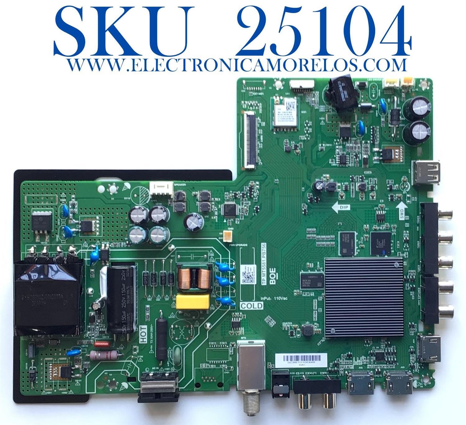 MAIN FUENTE PARA TV VIZIO NUMERO DE PARTE 60103-00617 / TP.MT5581.PB756 / 430006680 / E254215 / N20093784-0A05151 / 0C8B7D106448 / PANEL BOEI430WU1 / MODELO D43FX-F4 LBFVNXW / LBVFVNQW / LBVFVNSW