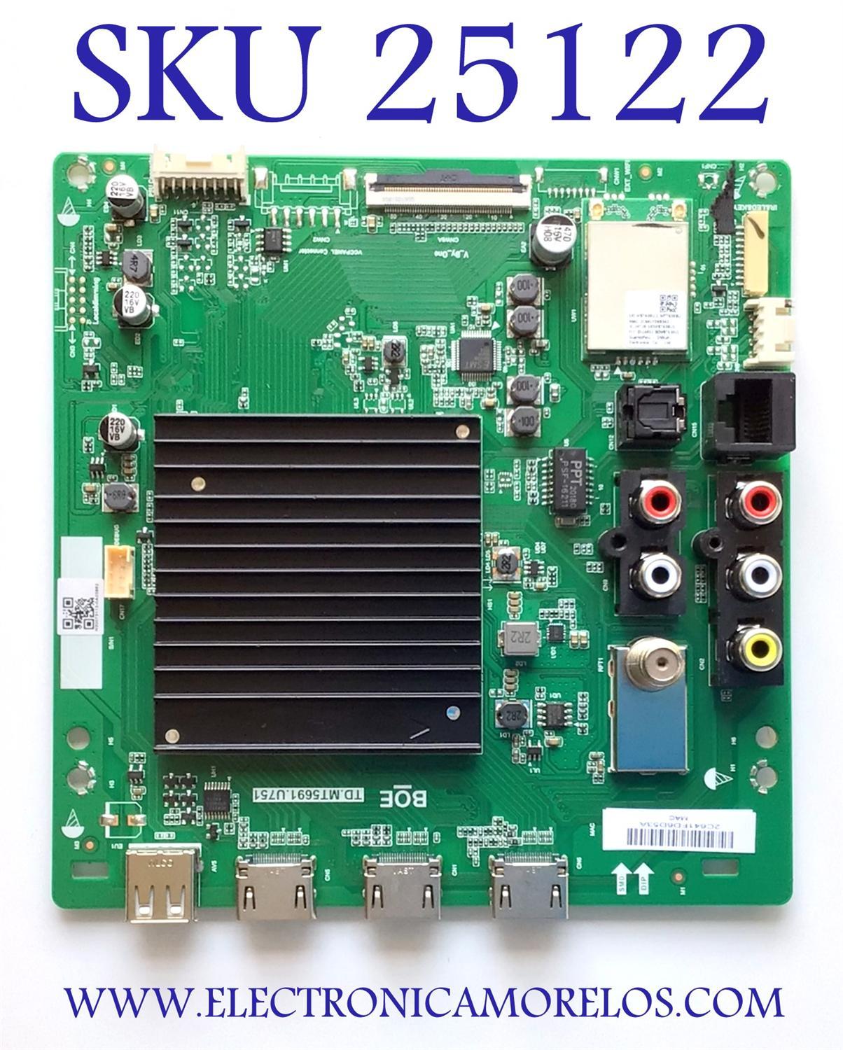 MAIN ORIGINAL PARA TV VIZIO / NUMERO DE PARTE 60103-00640 /  TD.MT5691.U751 / 2C641FD6D53A / 4300073498 / N20073113-0A03862 / PANEL BOEI750WQ1 / DISPLAY HV750QUB-N9D / MODELO V755-H4  / V755-H4 LHBFB4KW
