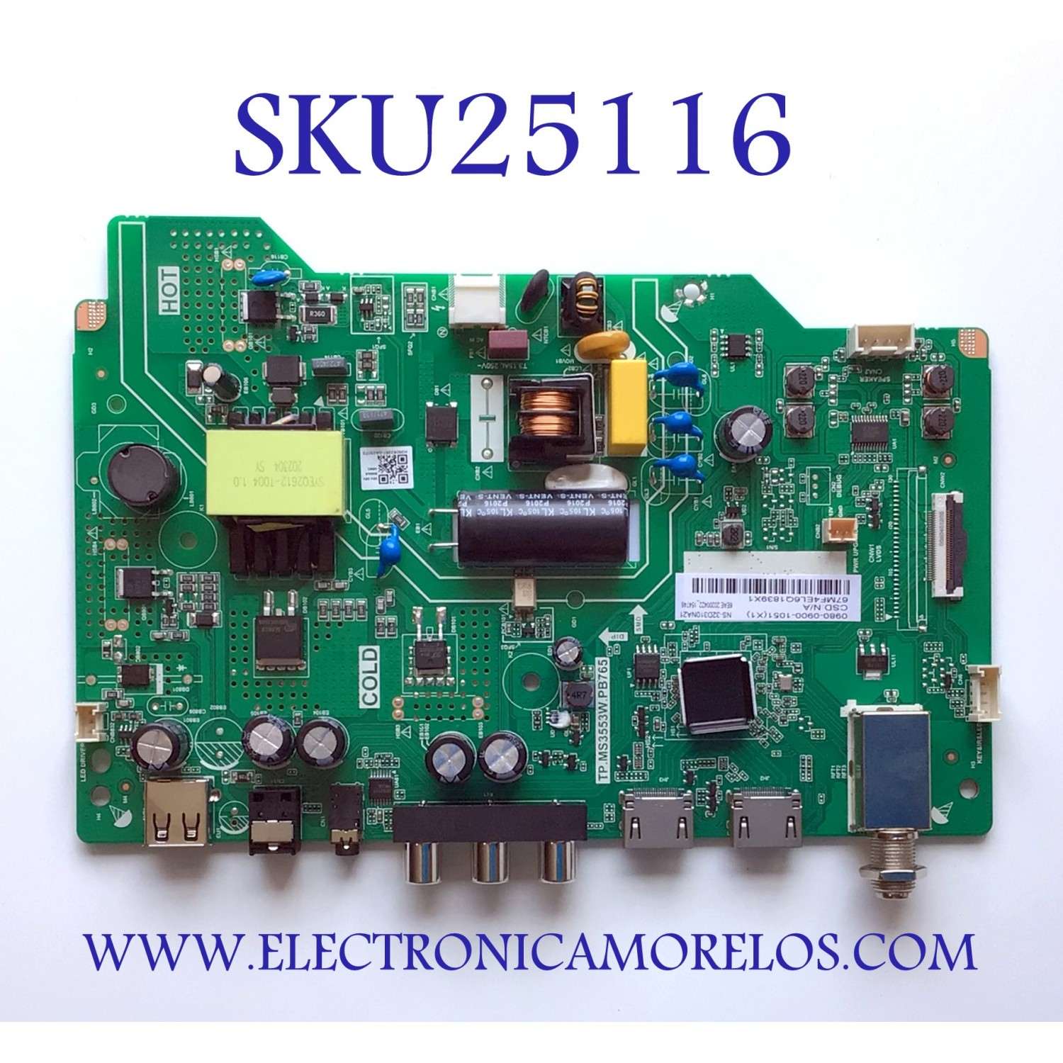 MAIN FUENTE PARA TV INSIGNIA 0980-0900-1051 / TP.MS3553W.PB765 / 67MF4EL6Q1839X1 / 6EAE 20200422_154746 / H20062267-0A03073 / PANEL TA060199AA070724Y1MD / DISPLAY ST3151A07-2 VER.2.3 / MODELO NS-32D310NA21