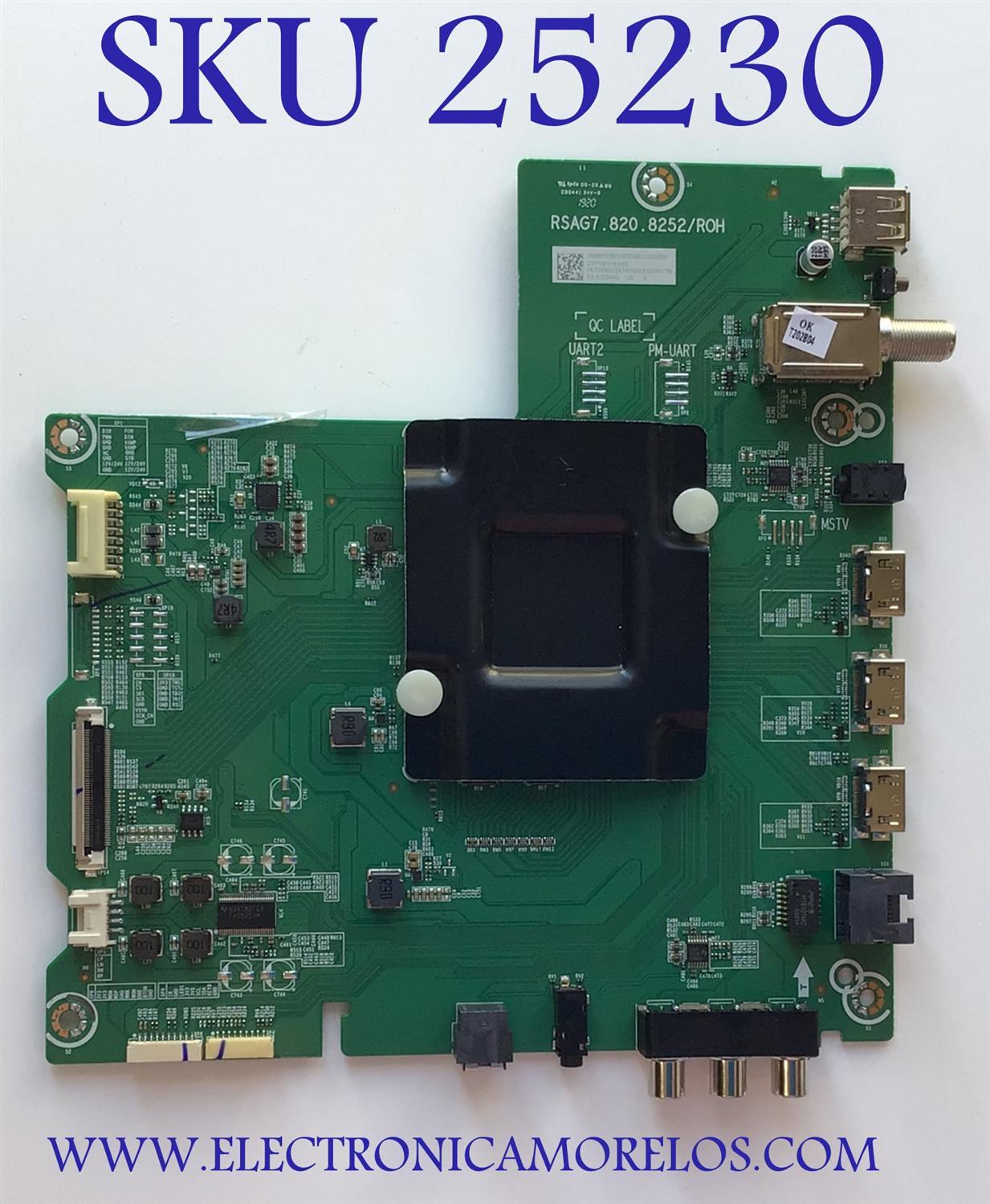 MAIN PARA TV HISENSE NUMERO DE PARTE 258672 / RSAG7.820.8252/ROH / 3TE58G1925B5 / ZTP197HY43S / HU58A6100UWR / 240178 / MODELO 58R6E