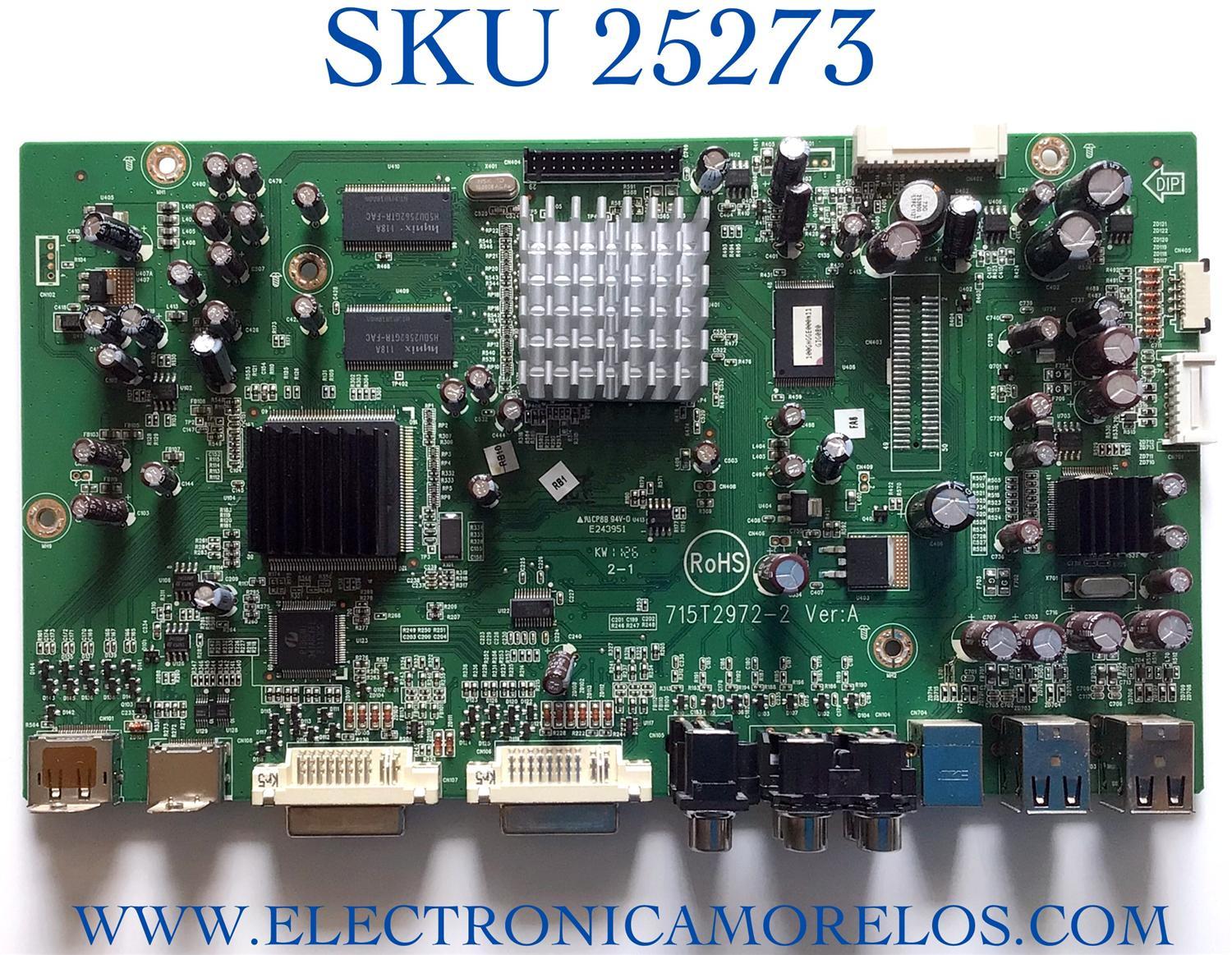 MAIN PARA MONITOR HP / NUMERO DE PARTE GQACBHP017 / 715T2972-2 / 715T2972-2 VER:A / GQACBHP01700 / PÁNEL LM240WU4 (SL)(A3) / MODELO LP2475W