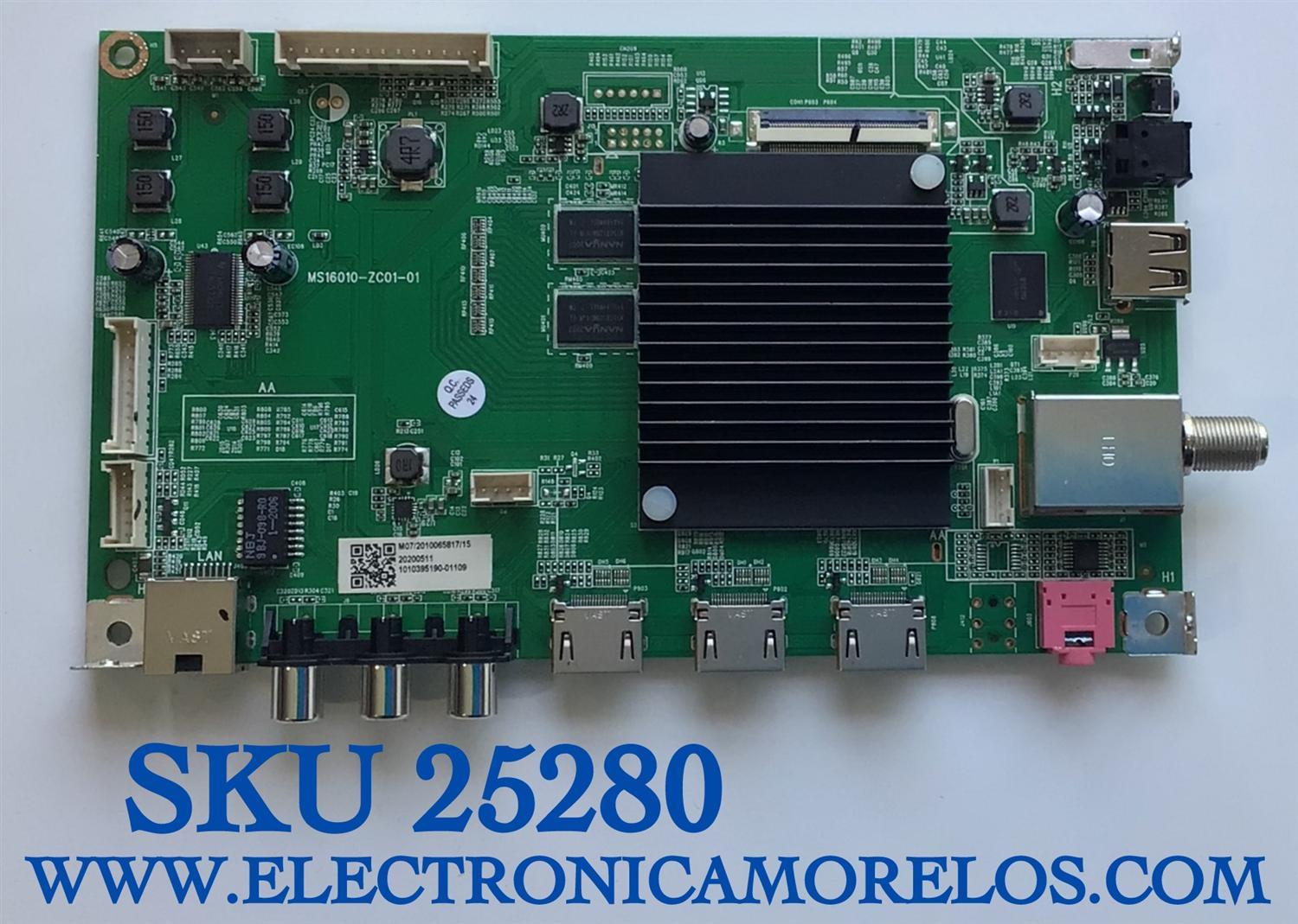 MAIN PARA TV WESTINGHOUSE NUMERO DE PARTE WR43FX2019 / MS16010-ZC01-01 / M07/2010065817/15 / 20200511 / 1010395190-01109 / MODELO WR43FX2019