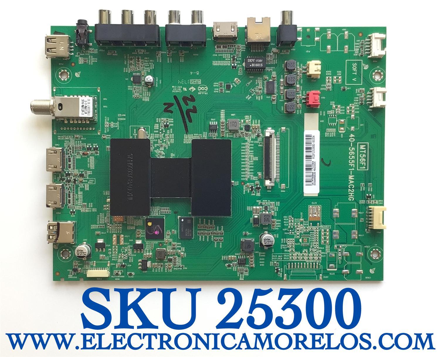 MAIN PARA TV ATVIO / SVS655NA08-MA200CK / MT56F1 / 40-5655F1-MAC2HG / V8-MT56BNA-LF1V064 / MIDF1310086-00354 / MODELO 49'' / ESTA TARJETA ES CHINA Y ES UTILIZADA EN DIFERENTES MARCAS Y MODELOS / ENTRAR A DESCRIPCIÓN DEL PRODUCTO