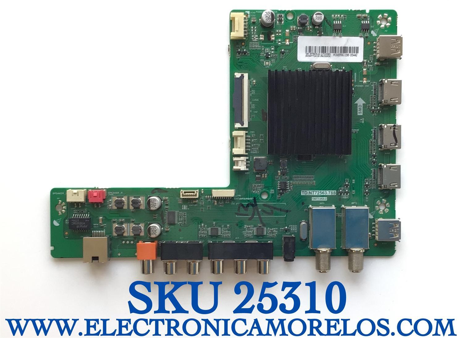 MAIN PARA TV JVC / SVSNT72A19-MA200CK / TD.NT72563.785 / 1NT725A2 / V8-NT563LA-LF1V081 / MIDE956119B-05442/ ESTA TARJETA ES CHINA Y ES UTILIZADA EN DIFERENTES MARCAS Y MODELOS / ENTRAR A DESCRIPCIÓN DEL PRODUCTO