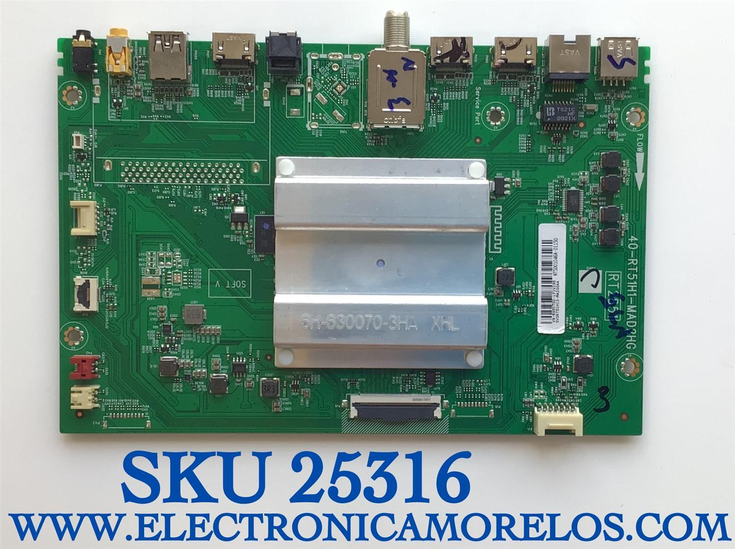 MAIN PARA TV TCL / NUMERO DE PARTE SVSRT51H13-MA200AA / 40-RT51H1-MAD2HG / RT2851 / V8-R851T02-LF1V295  / NTS001046A-01150 / ESTA TERJETA ES CHINA Y ES UTILIZADA EN DIFERENTES MARCAS Y MODELOS / ENTRAR A DESCRIPCIÓN DEL PRODUCTO / 