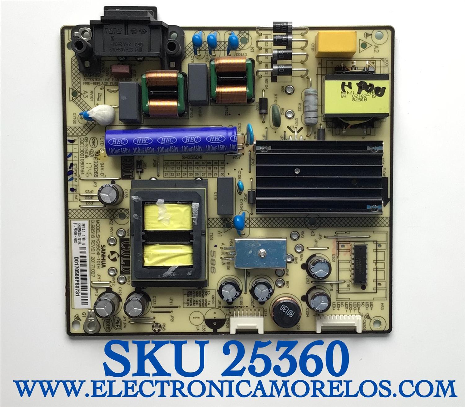 FUENTE DE PODER PARA TV DAEWOO / NUMERO DE PARTE 81-PBE049-H902 / SHG5504I-101H /  KB-5150 / CQ13001090764 / SHG5504I03-101HA / D0170586PS / ESTA TARJETA ES CHINA Y ES UTILIZADA EN DIFERENTES MARCAS Y MODELOS / ENTRAR A DESCRIPCIÓN DEL PRODUCTO 