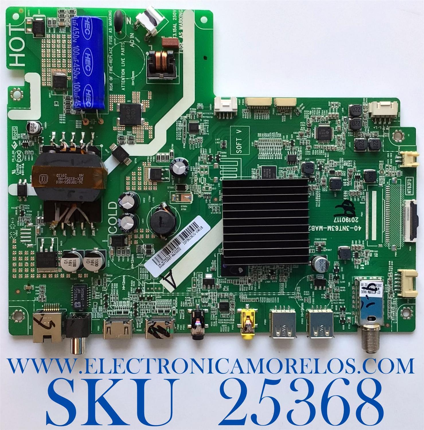 MAIN FUENTE (COMBO) PARA TV PIONEER / NUMERO DE PARTE SVSNT72A57-MA200CK / 40-3NT63M-MAB2HG / V8-NT563LA-LF1V362 / IDF961562G / 20190117 /  Mod Ple-32s10hd / ES TARJETA CHINA Y ES UTILIZADA EN DIFERENTES MARCAS Y MODELOS 