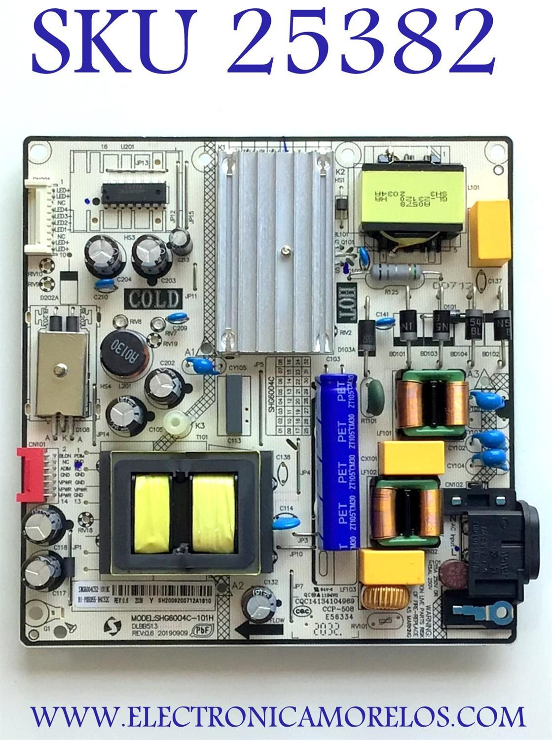FUENTE PARA TV HITACHI NUMERO DE PARTE 81-PBE055-H4C52C / SHG6004C-101H / SHG6004C52-101HC / SH2009200712A1810 / MODELO 55R82