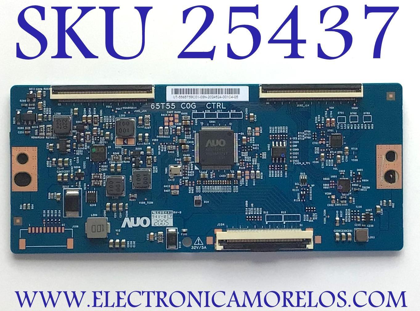 T-CON PARA TV ONN·ROKU TV 4K UHD SMART TV (65) / NUMERO DE PARTE 55.65T59.C01 / 5565T59C01 / 65T55 C0G CTRL / PANEL´S JR645R3HA7L / T650QVN08.4 / MODELO 100012587 / ((NOTA IMPORTANTE:CHECAR QUE EL PANEL Y MODELO CORRESPONDA CON SU TELEVISION))