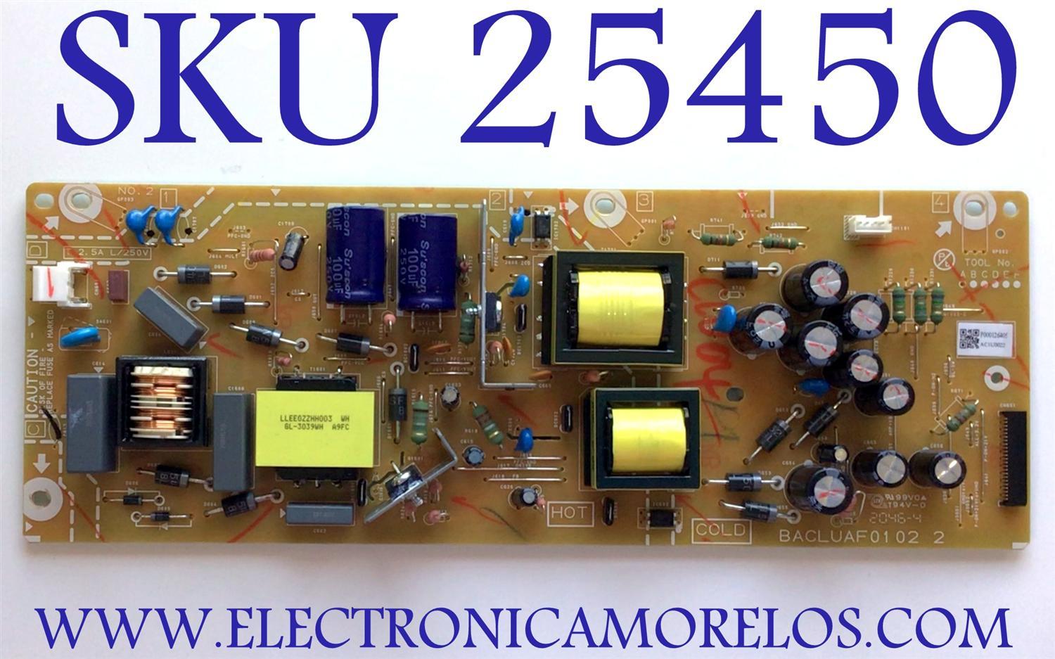 FUENTE DE PODER PARA TV PHILIPS / NUMERO DE PARTE AC1U0022 / BACLUAF0102 2 / BACLUAF01022 / MODELO 50PFL5604/F7 / 50PFL5604/F7 A