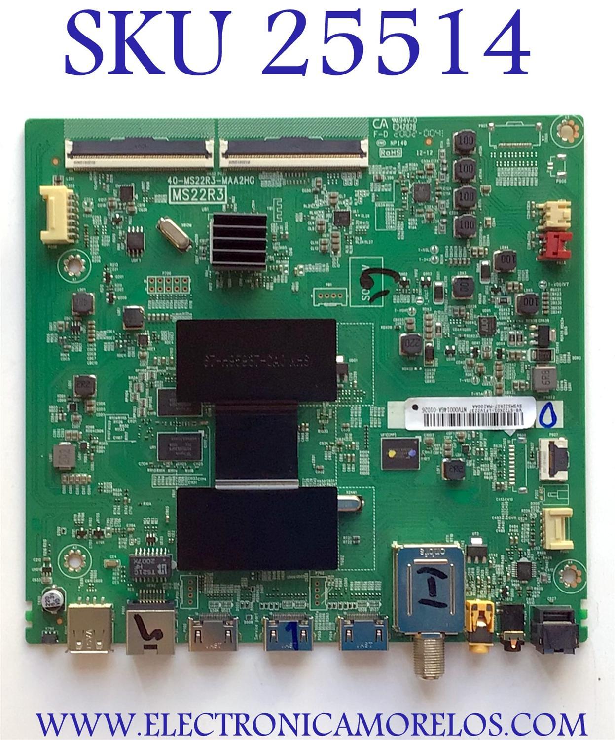 MAIN PARA TV TCL SMART TV / NUMERO DE PARTE SVSMS22R07-MA200AA / 40-MS22R3-MAA2HG / V8-ST22K01-LF1V2237 / MS22R3 / E342828 / MODELO 55S423