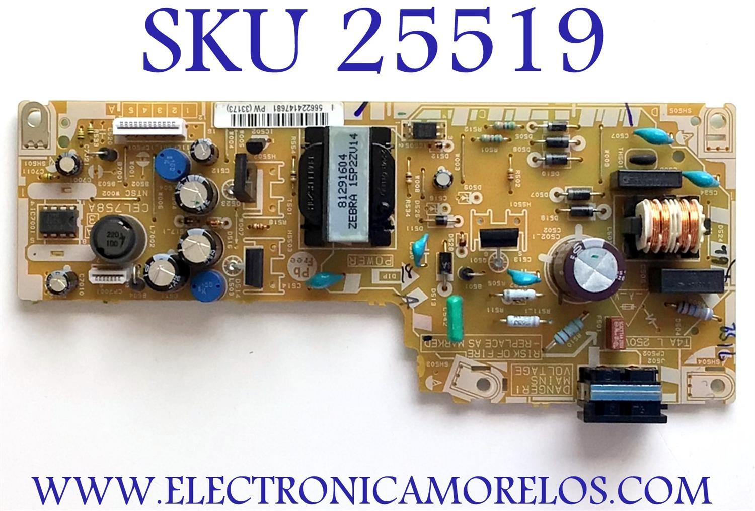 FUENTE DE PODER PARA TV SANSUI / NUMERO DE PARTE 566224147681 / CEL758A / PANEL M185BGEP02LED / MODELO SLED1953W