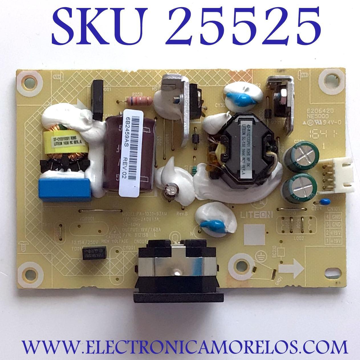 FUENTE  PARA MONITOR ACER NUMERO DE PARTE PA-1031-93AM / 0500-0502-2260 (00) / 45I4806BP024300 / 6B2459AS REV:02 / 812158 L / PANEL M236HGE-L20 REV.C5 / MODELO K242HQL Bbmd