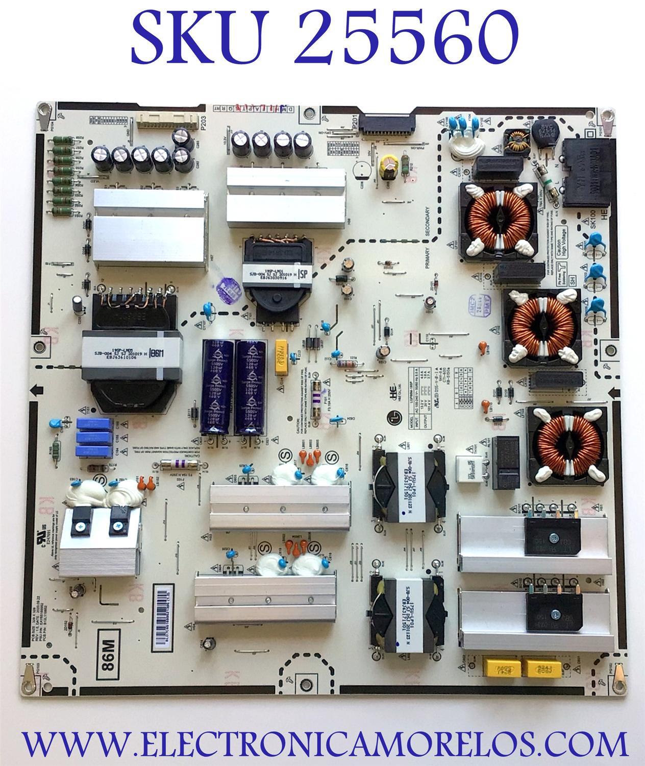 FUENTE DE PODER PARA TV LG NANO CELL SMART TV / NUMERO DE PARTE EAY65169952 / B12L119952 / 65169952 / E247691 / LGP86M-19SP / CTI-600 / KB-5150 / PANEL NC860DQD-AAHH5 / MODELO 86NANO90UNA / 86NAN090UNA / 86NANO90UNA.BUSWLJR - Imagen 1