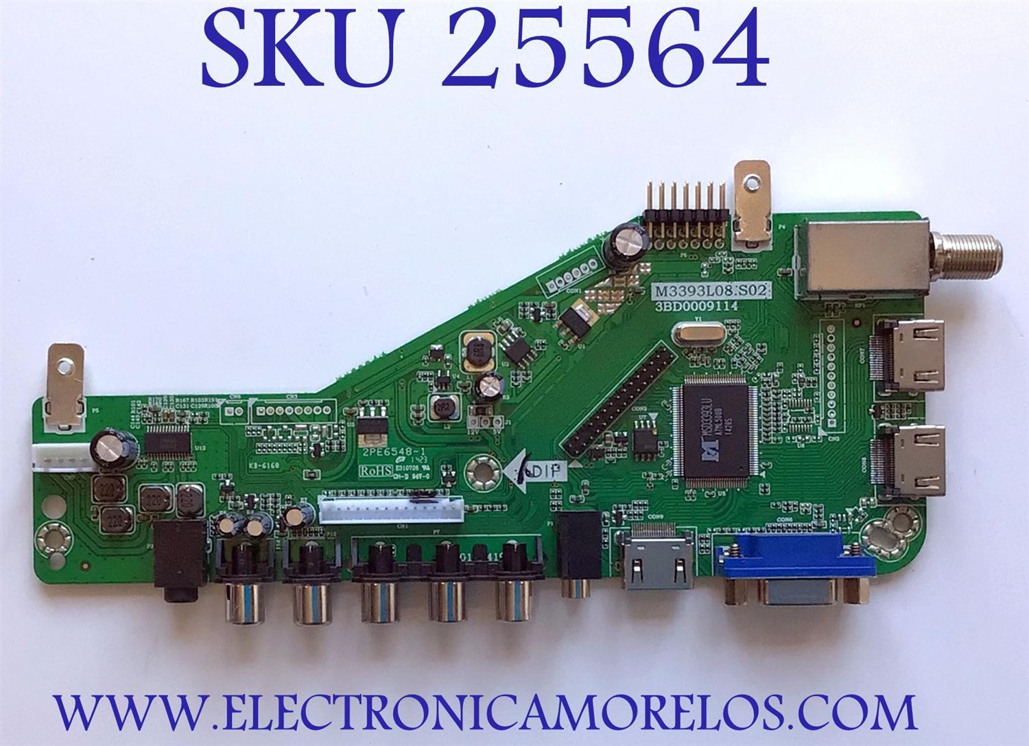 MAIN PARA TV RCA / NUMERO DE PARTE T201405033A / M3393L08.S02 / 3BD0009114 / 081F 20140607090348 / 20140607090348 / PANEL CN32DA727 / MODELO RLDED3258A-C