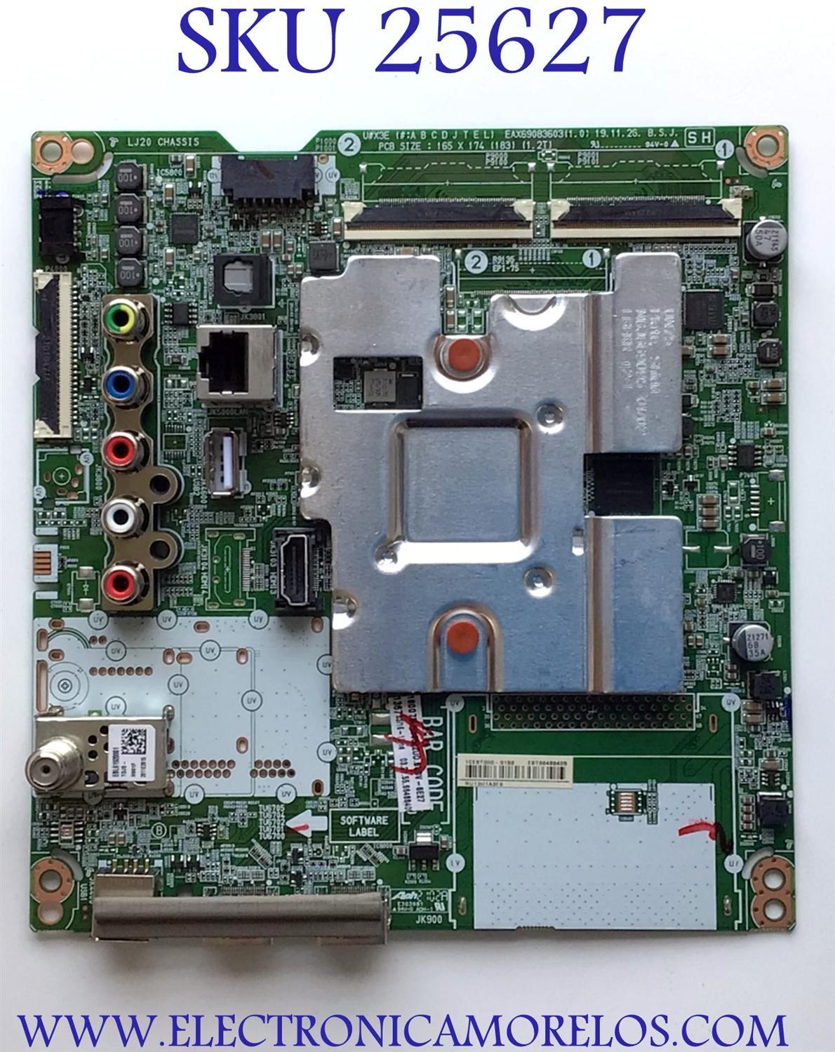 MAIN PARA TV LG NUMERO DE PARTE EBT66488405 / EAX69083603(1.0) / 1CEBT000-0153 / RU13H1A3F6 / PANEL NC750DQG-ABGRD / MODELO 75UN6950ZUD.BUSVLKR
