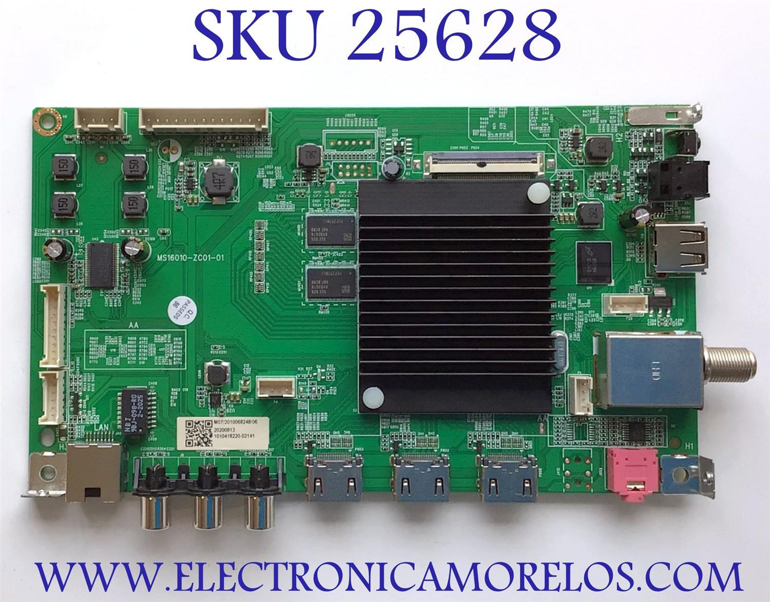 MAIN PARA TV JVC·ROKU TV 4K UHD HDR SMART TV / NUMERO DE PARTE 515C16010M07 / MS16010-ZC01-01 / E022M394-C1 / KB-6160 / E168066 / PANEL LC546PU4L / MODELO LT-55MAW705 / ((NOTA IMPORTANTE:CHECAR QUE EL PANEL Y MODELO CORRESPONDA CON SU TELEVISION...))