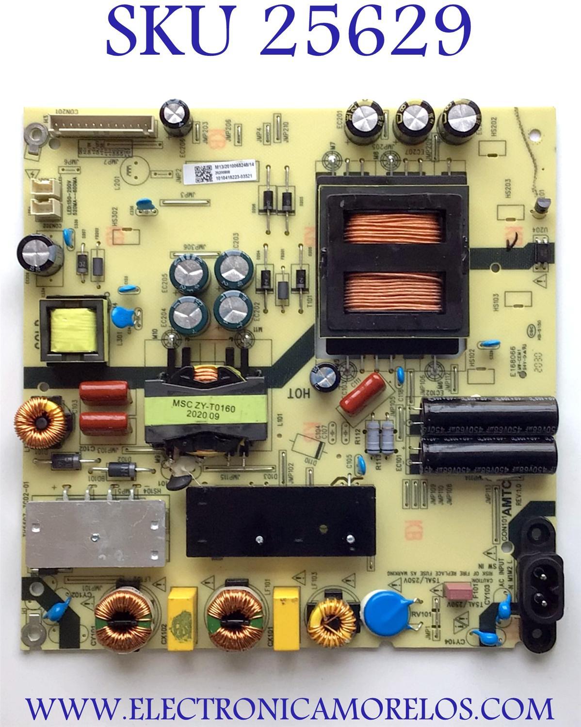FUENTE DE PODER PARA TV JVC·ROKU TV 4K UHD HDR SMART TV / NUMERO DE PARTE TV5507-ZC02-01 / E021M430-A1 / E168066 / KB-5150 / MODELOS LT-55MAW595 / LT-55MAW705 / ((NOTA IMPORTANTE:CHECAR QUE EL PANEL Y MODELO CORRESPONDA CON SU TELEVISION...))