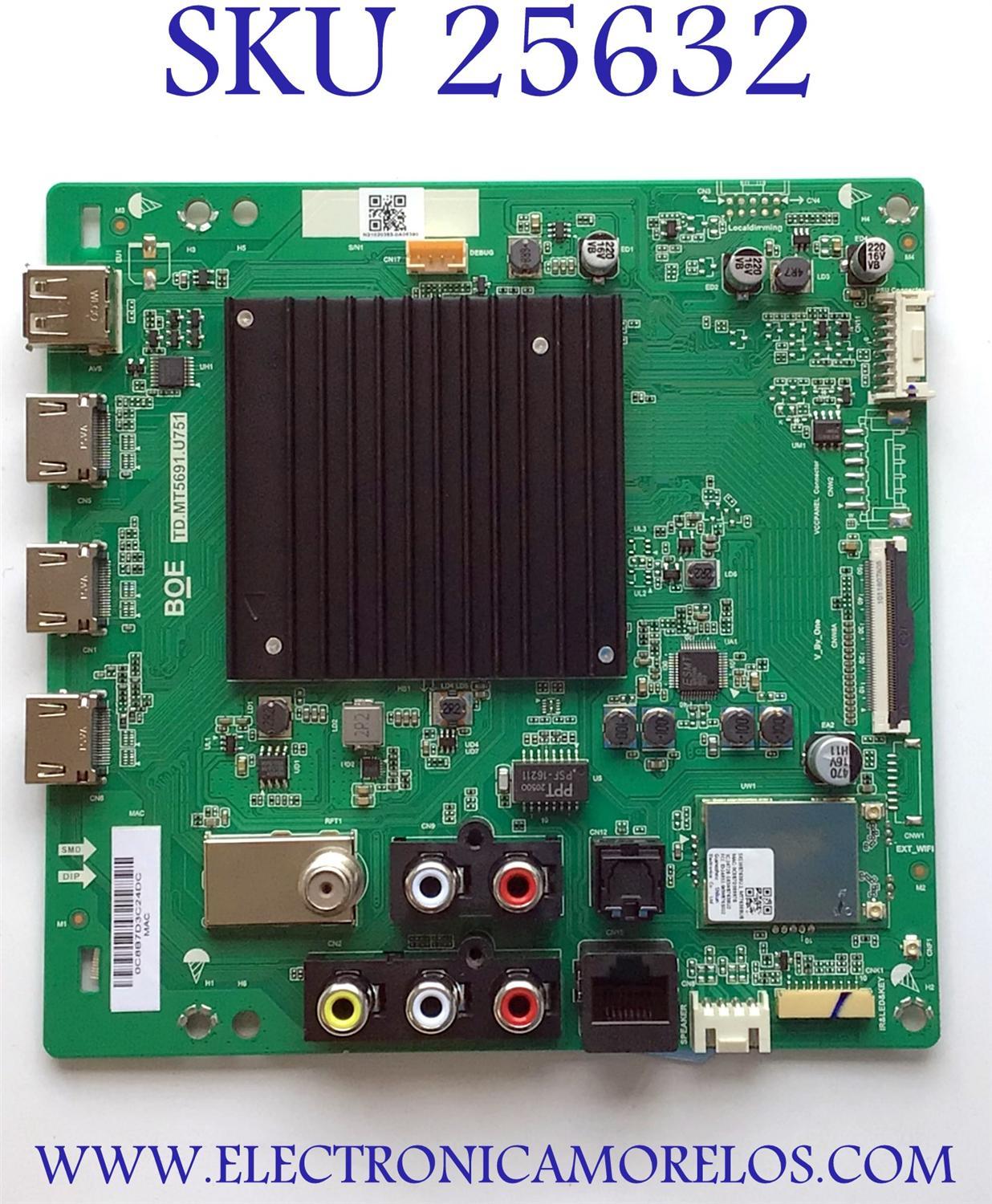 MAIN PARA TV VIZIO 4K UHD HDR SMART TV / NUMERO DE PARTE 60103-00756 / TD.MT5691.U751 / 4300091099 / 192E214065A / N21020383 / PANEL BOEI750WQ1 / MODELO V755-J04 / V755-J04 LBNFE5 / V755-J04 LBNFE5KX